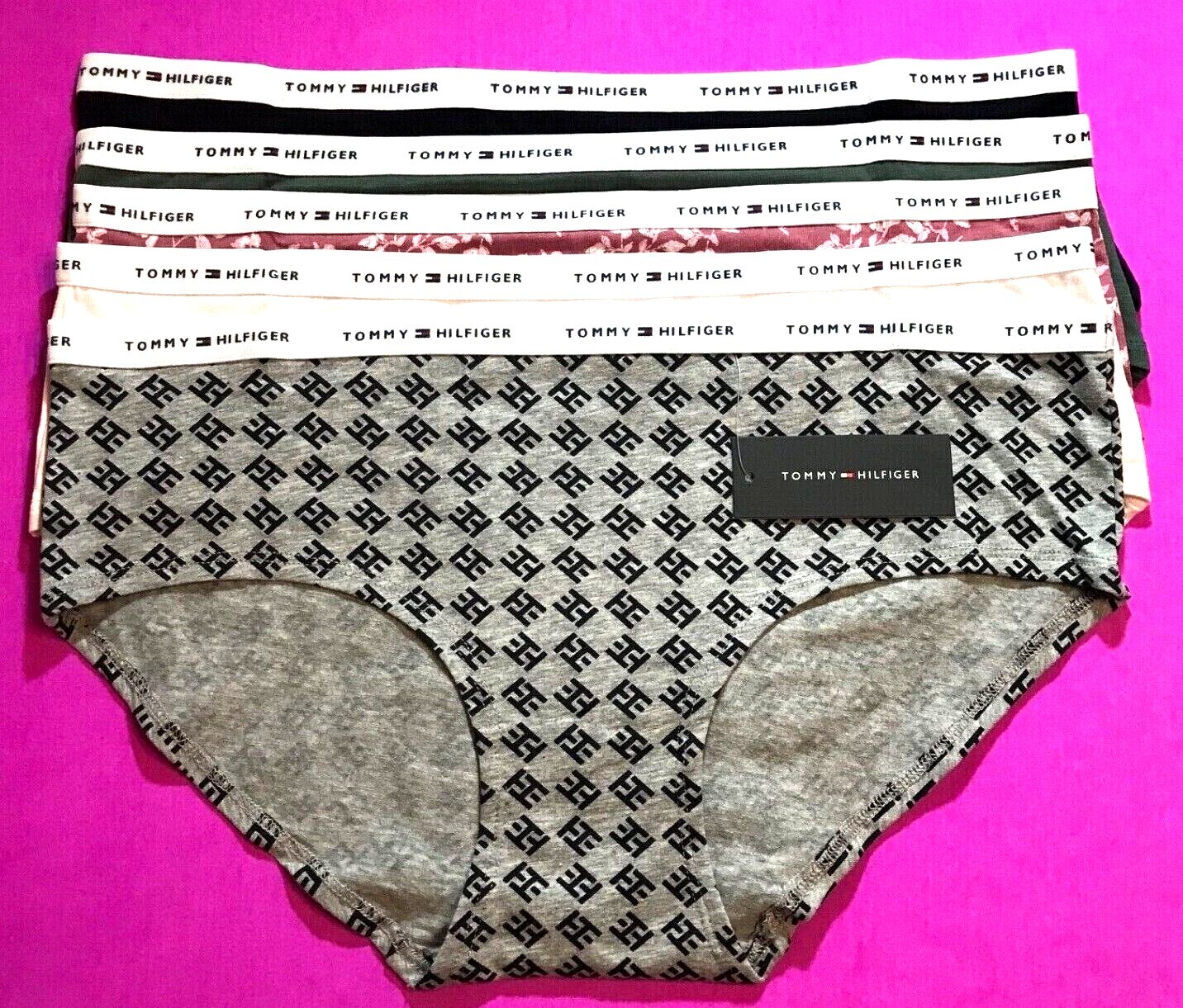 Tommy Hilfiger LARGE OR XLG Hipster Women’s Cotton Panties – 5 Pack-Choose Size!