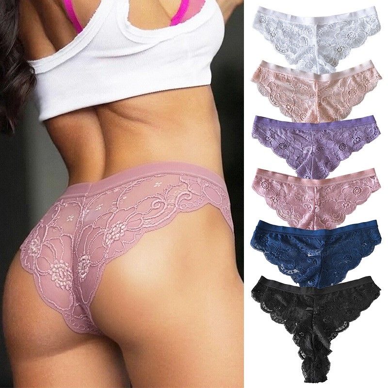 6 Pack Lot Sexy Ladies Womens Lace Panties Underwear Thongs Lingeries Briefs