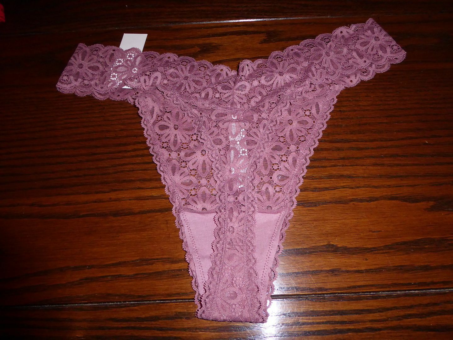 NWT JENNI STRETCH FLORAL LACE THONG PANTIES 100051410 MAUVE PLUS 1 SZ FIT 1X-3X