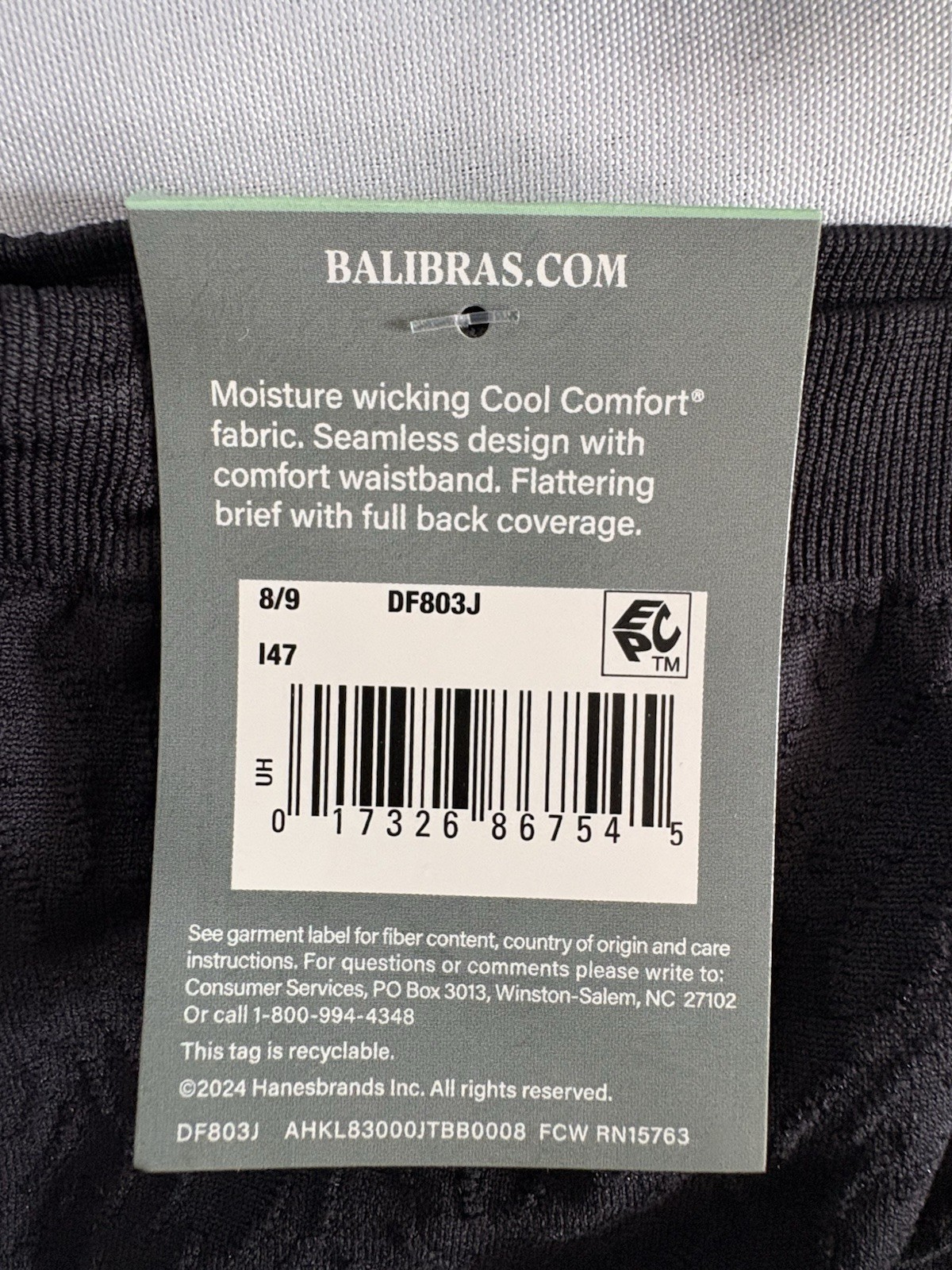 NEW Bali Damask Comfort Revolution Briefs 2 Pair Black 803J Women’s Size 8/9