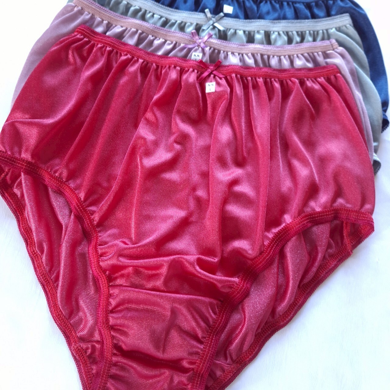 6pcs Nylon Panties Underwear Woman Silky Soft Smooth Briefs High Waist 30″-36″ L