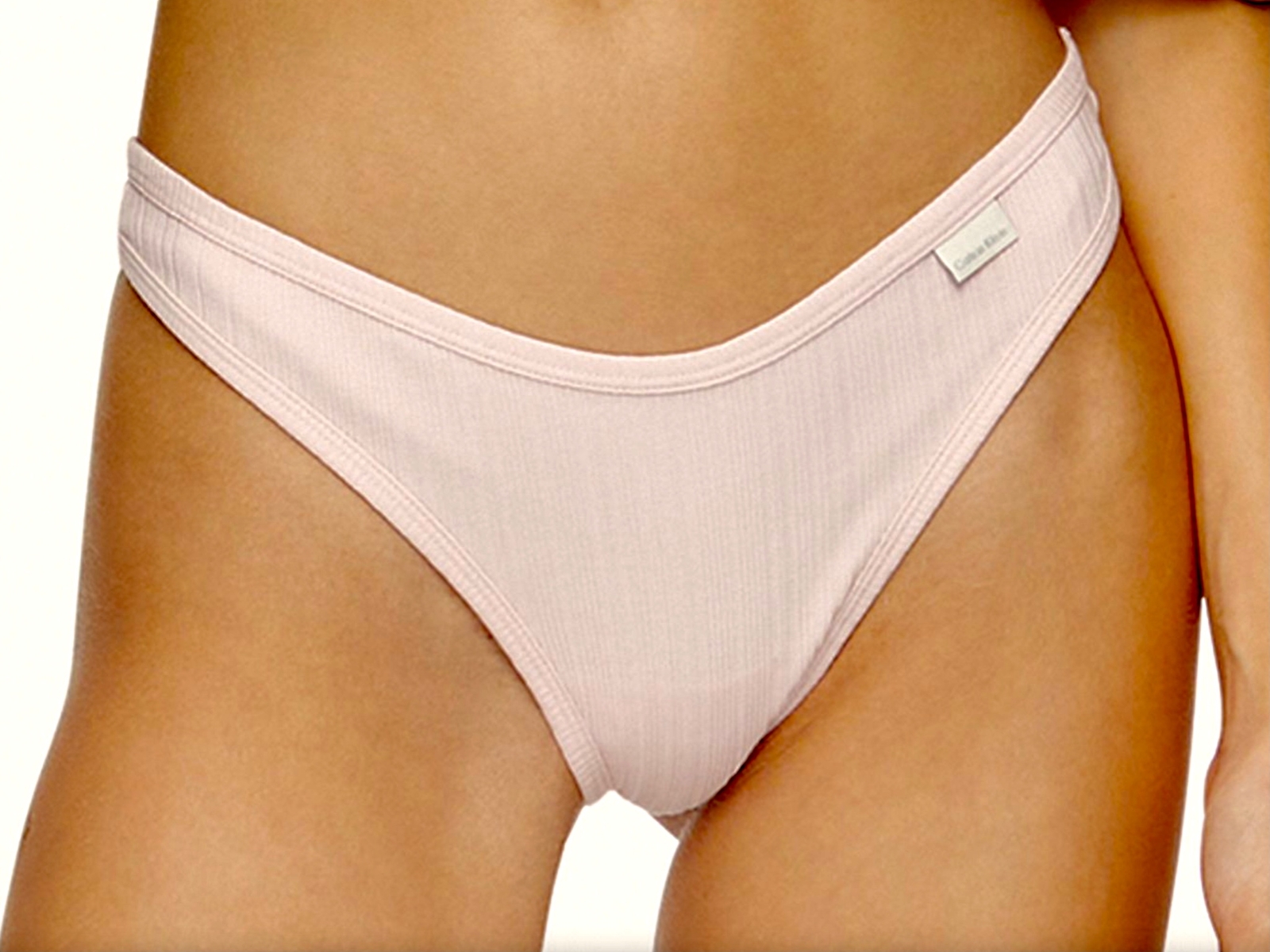 CALVIN KLEIN Ribbed Cotton Modal Barely Pink Thong Panty Womens XS 4 S 5 M L XL