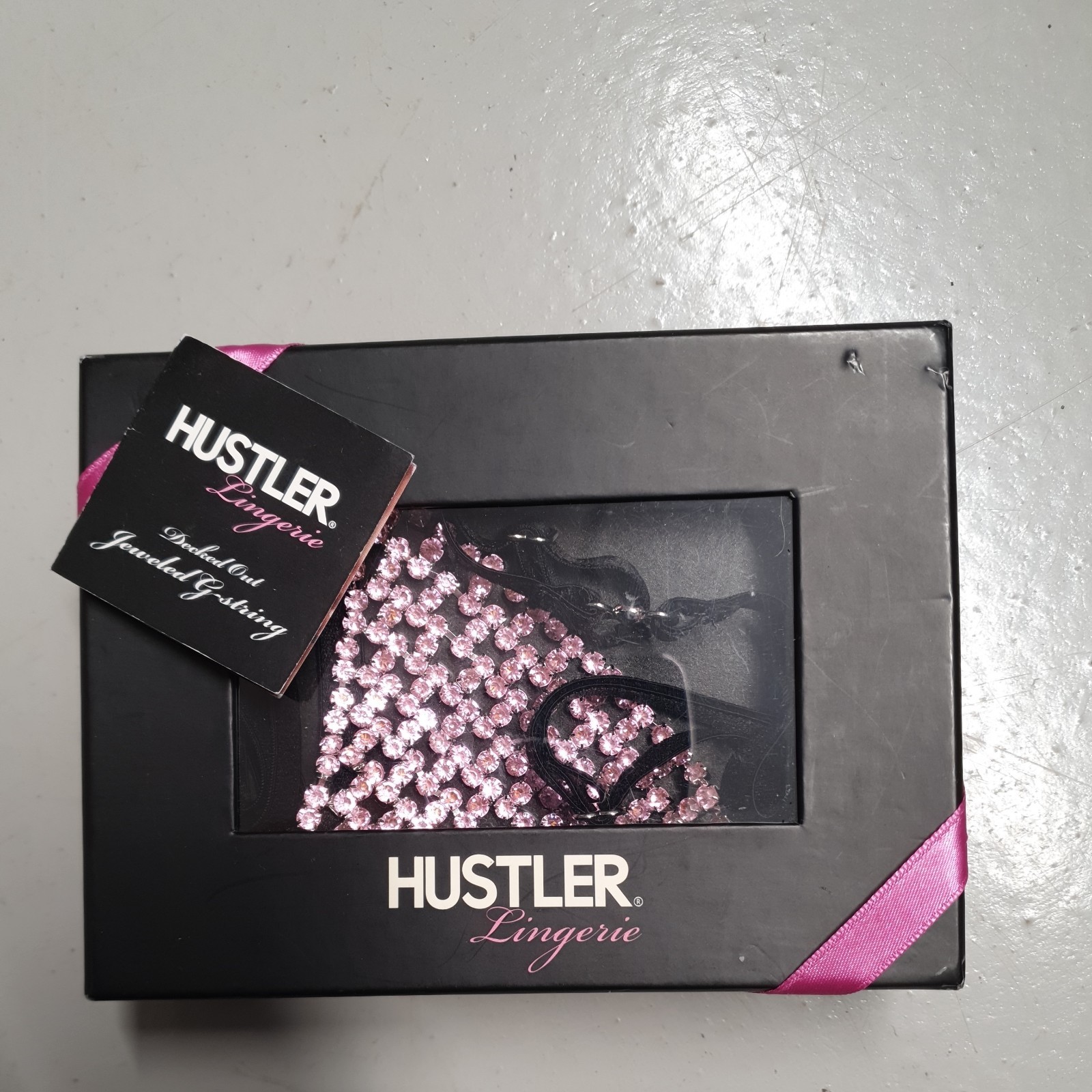 BN Vintage Hustler Pink Diamante Decked Out Jewelled G String Free Size VeryRare
