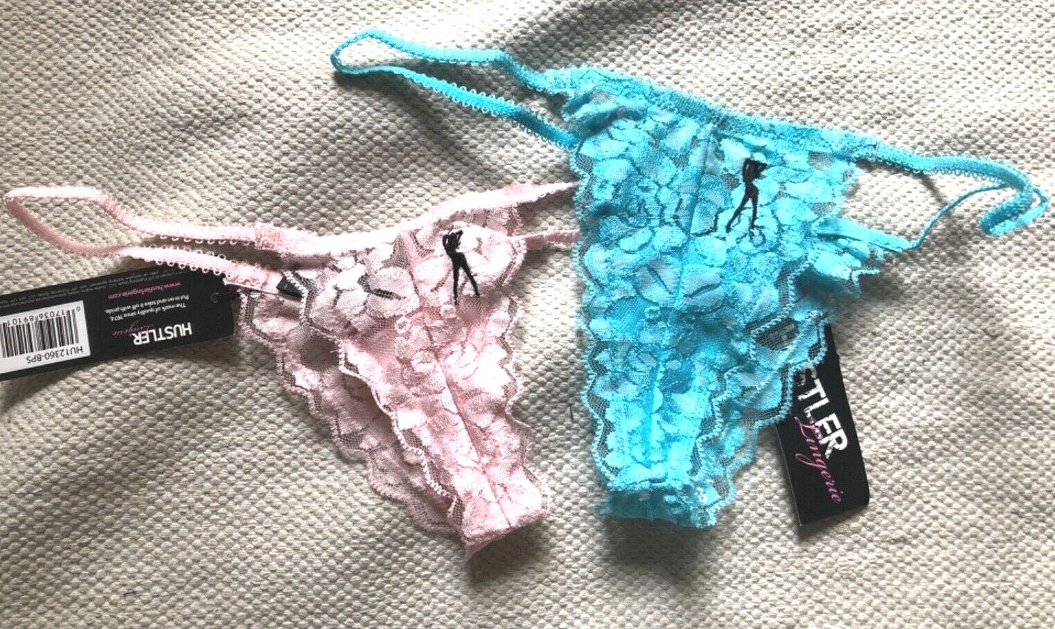 K2K Lace hustler branded G String Thong Lace Blue Pink