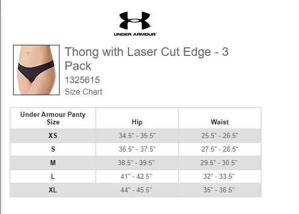 UNDER ARMOUR 3 PACK THONG WITH LASER EDGE NEW IN PACKAGE SIZE X-LG STYLE 132615