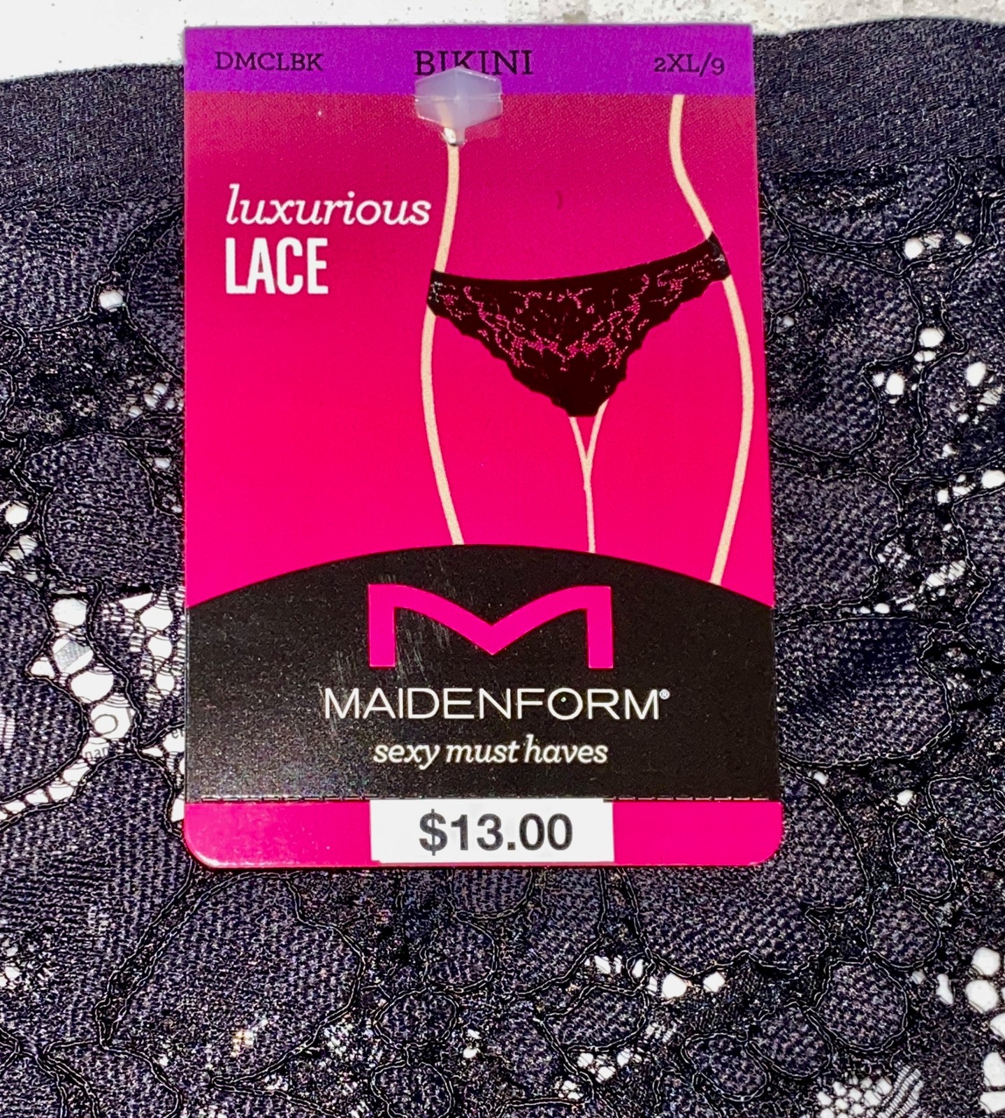 MAIDENFORM Luxurious Sexy Must Have Allover Lace Black Bikini Panty Womens M 2XL