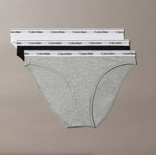 NEW Calvin Klein 3-Pack Women’s Large Stretch Bikini Panties Black, Gray, White