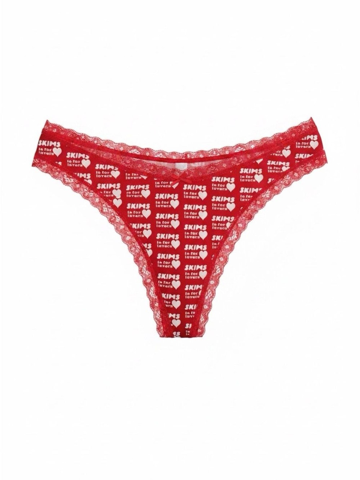 NEW SKIMS is for Lovers Lightweight Cotton Lace Thong Red Small NWOT