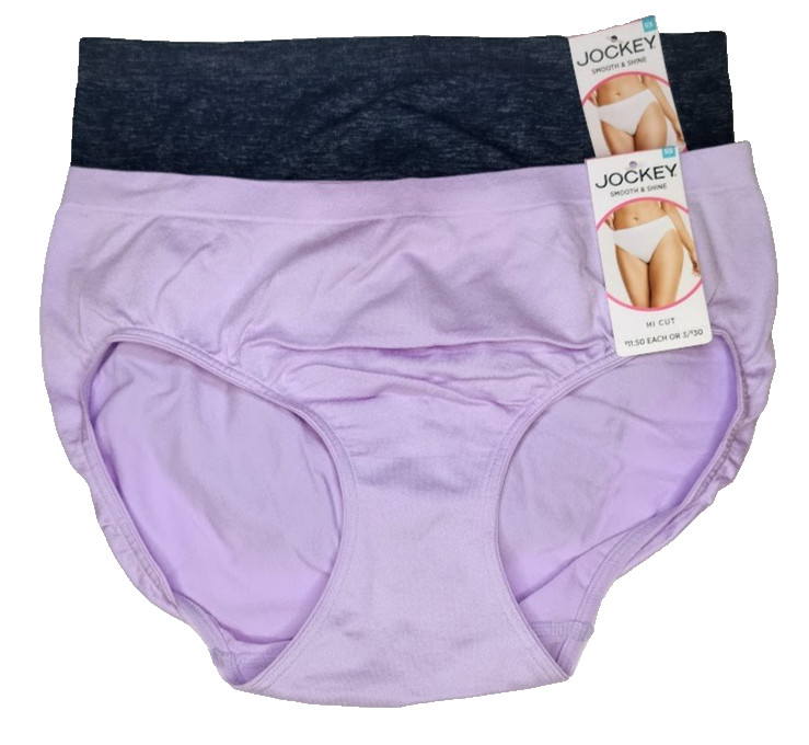 Women’s Jockey Smooth & Shine Seamless Hi Cut Panty 2188 Lavender/Blue 5/S Set 2