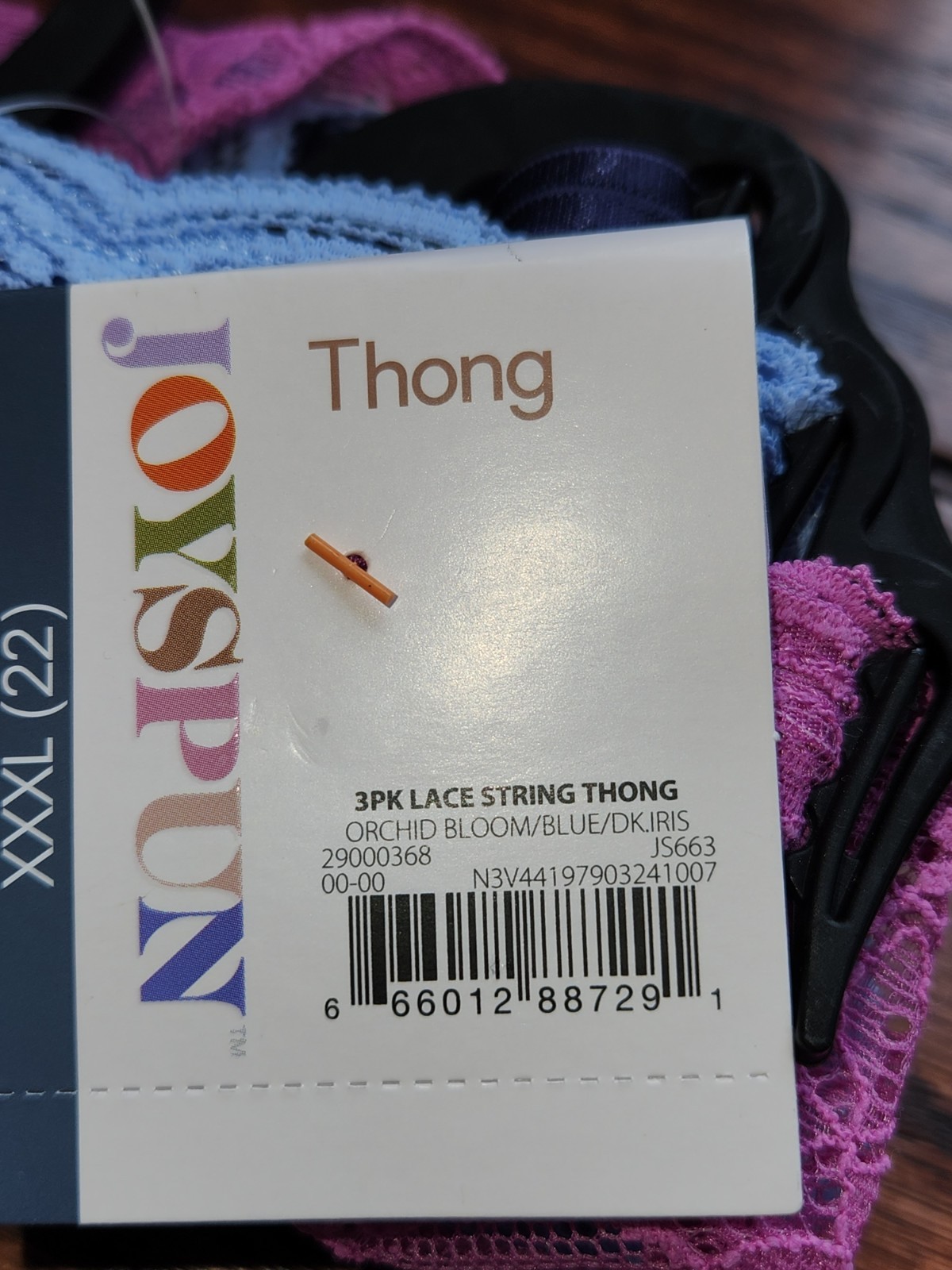 Joyspun 3pk. Lace String Women Thongs XXXL (22) Navy/Pink/light Blue NWT
