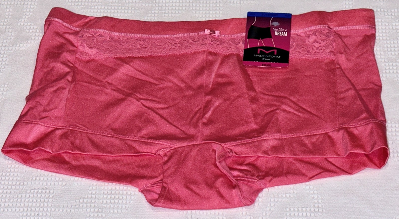 MAIDENFORM Dream Microfiber Coral Lace Inset Boyshort Panty Womens Sz XL 8