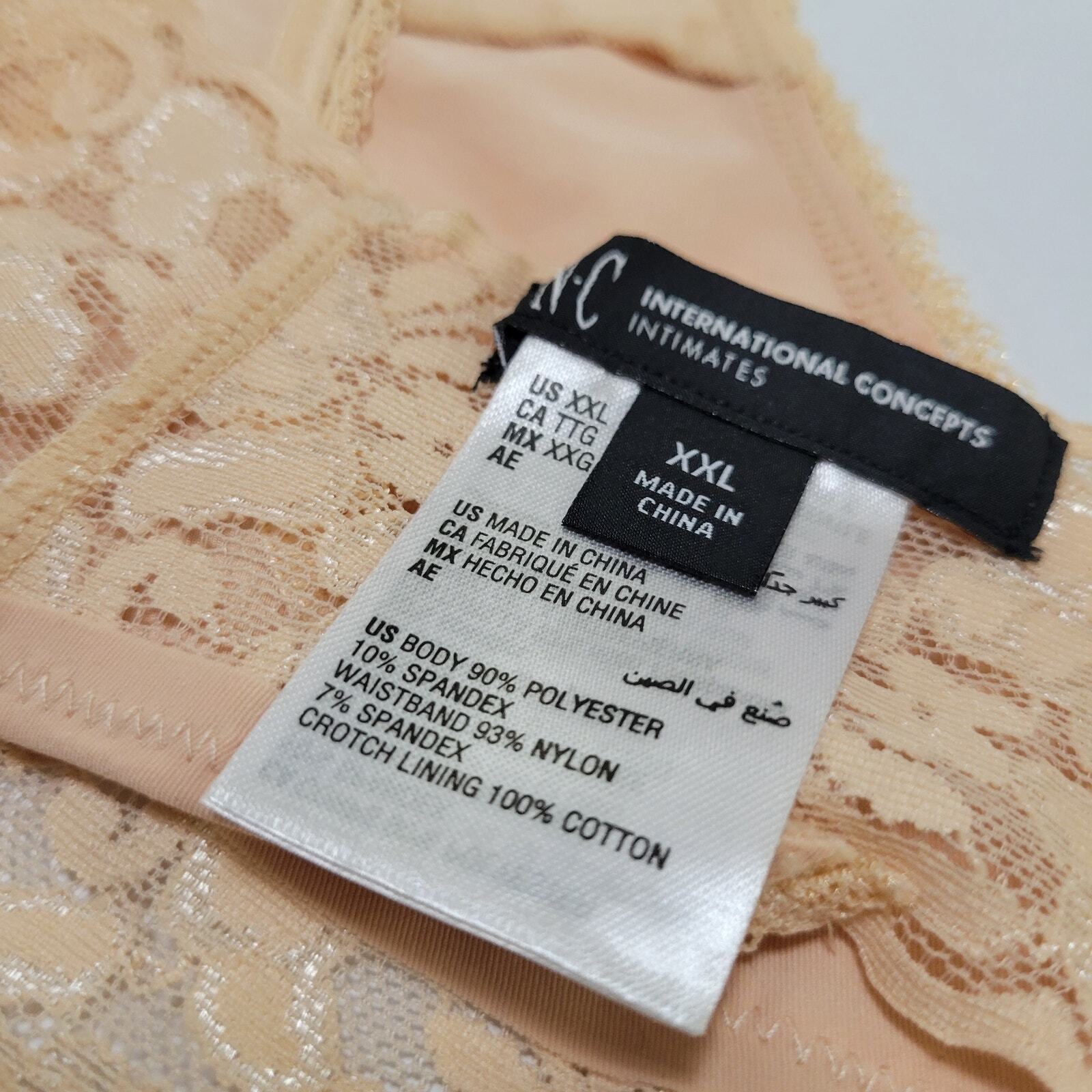 INC Women’s Lace-Trim Thong Lingerie Underwear Almond Latte NWT Plus Size XXL