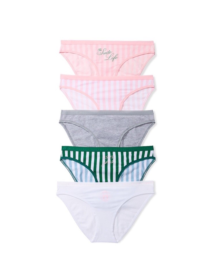 5-Pack Victoria’s Secret sz M Stretch Logo Cotton Bikini Panty Set Bundle Lot
