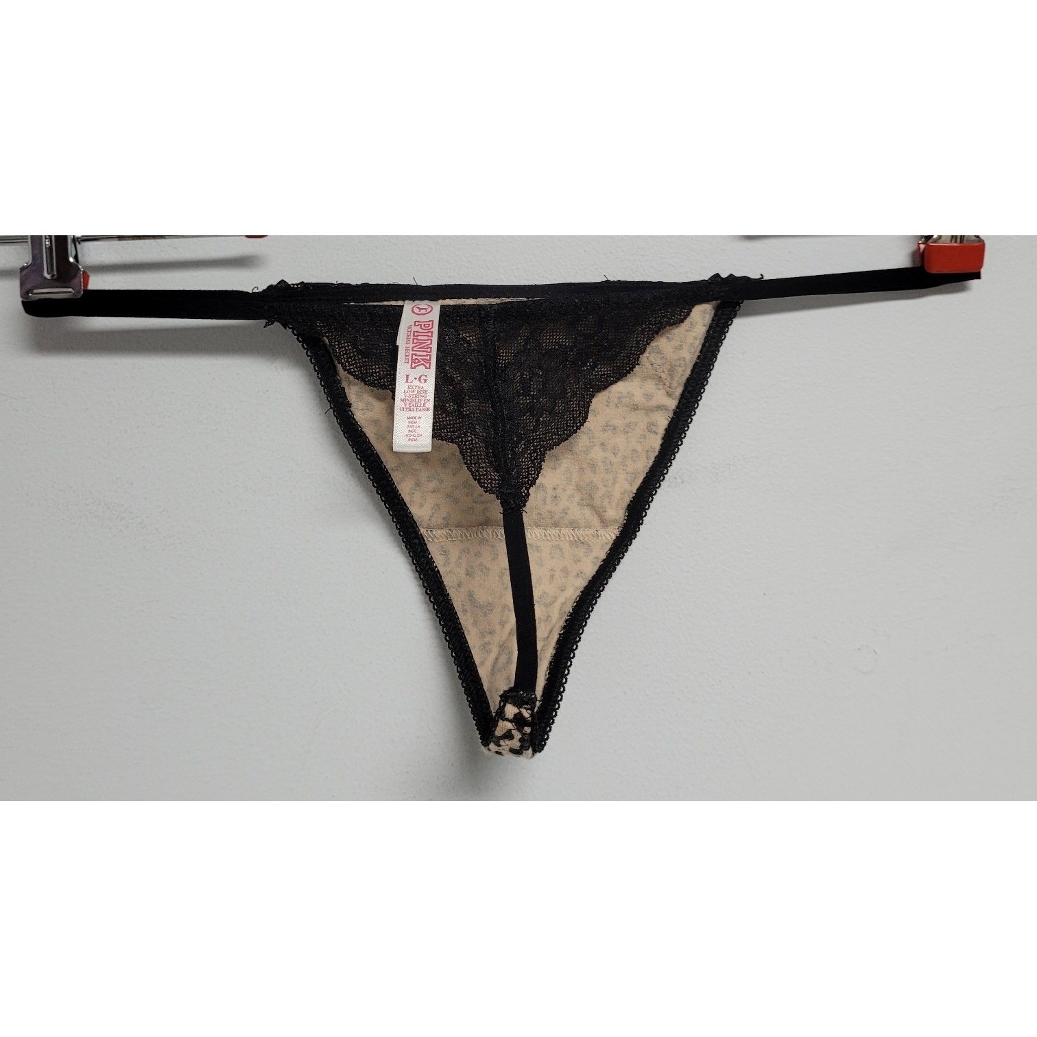 Victoria’s Secret Extra Low Rise V-String Womens Large Lace Panty Animal Print