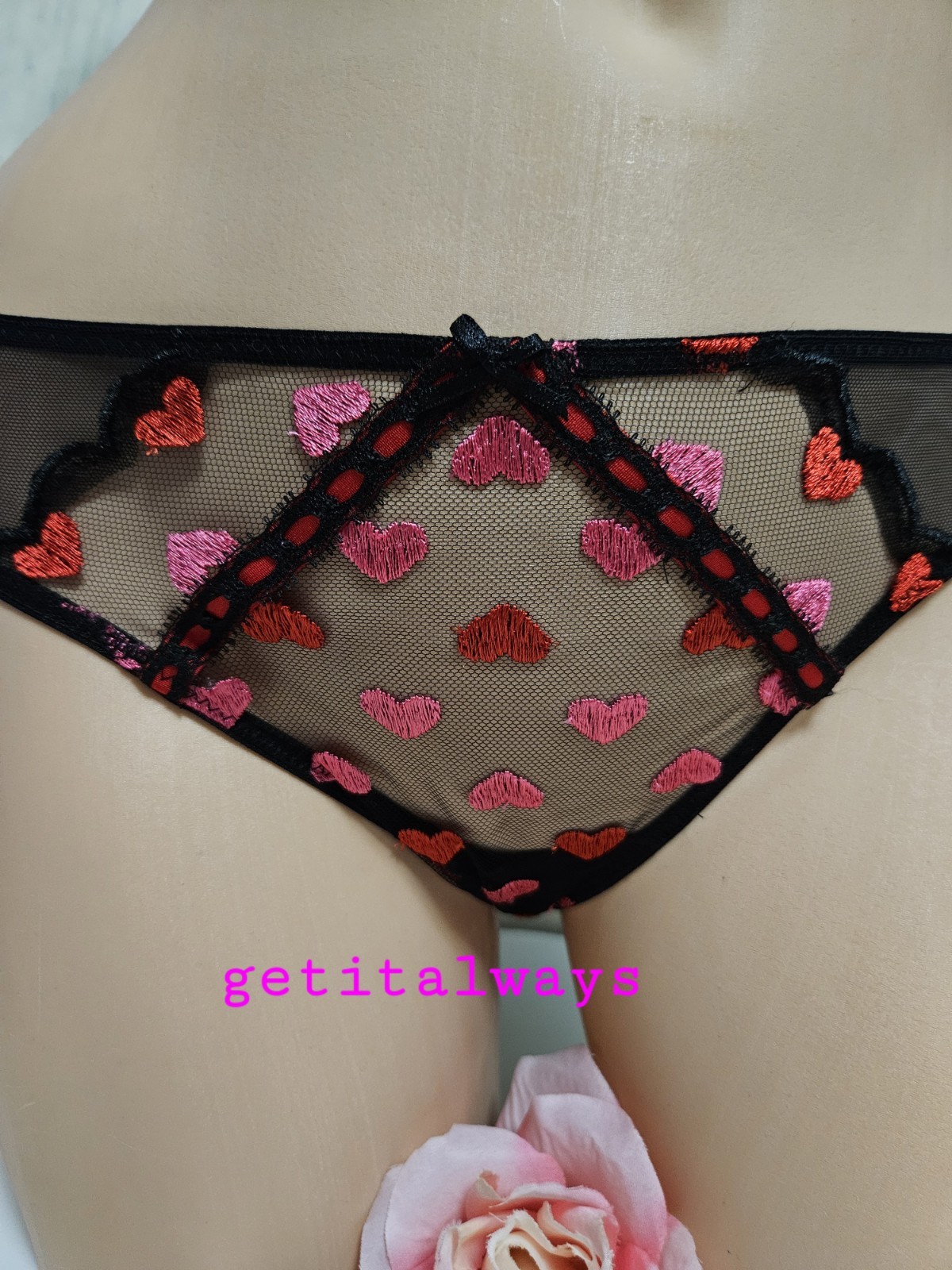 Victoria’s Secret Dream Angels Ruched Cupid Hearts Embroidery Cheekini Panty