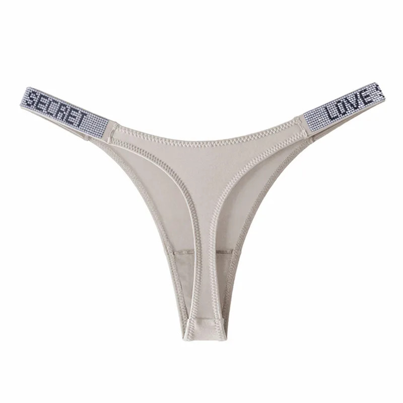 Rhinestone Thong Panties Low Rise Women’s Stretch Breathable Underwear