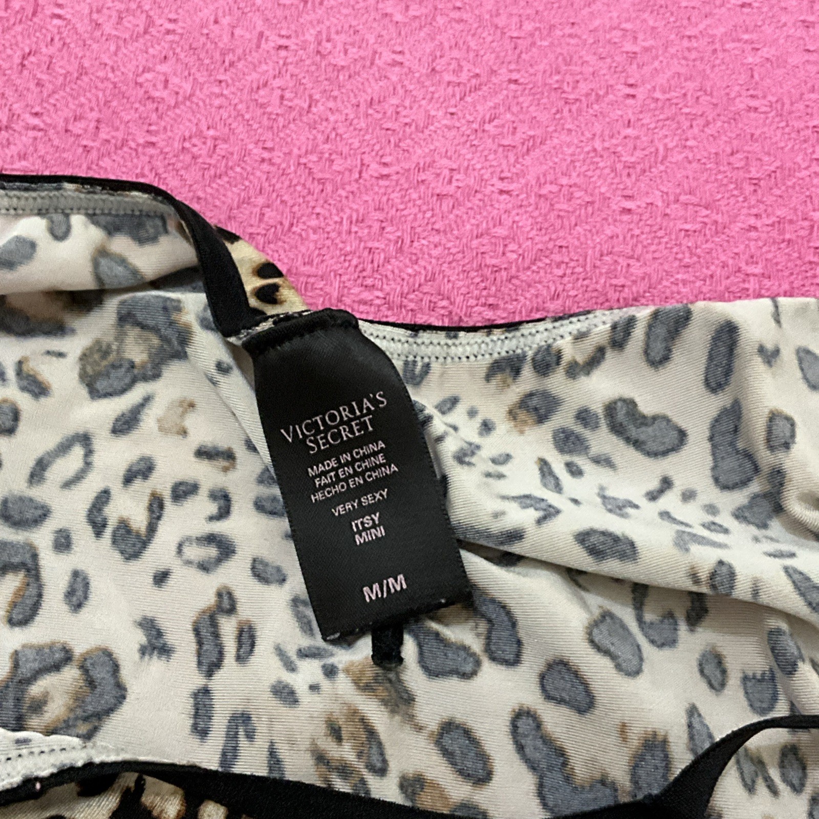 Vintage Victoria Secret Very Sexy Satin Itsy Mini Panty Leopard #4813
