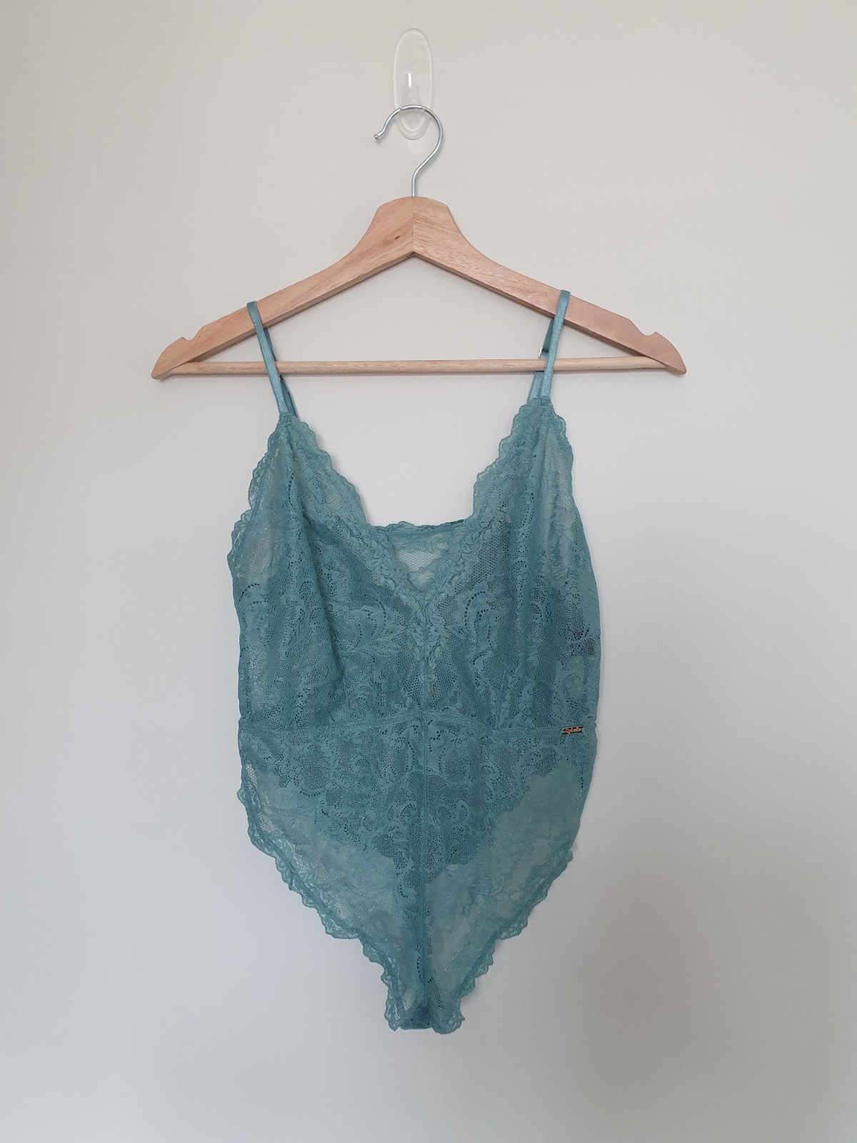 Sylvie Soft Illusion Bodysuit Size UK 10 EU 38 Lace Lingerie Turquoise