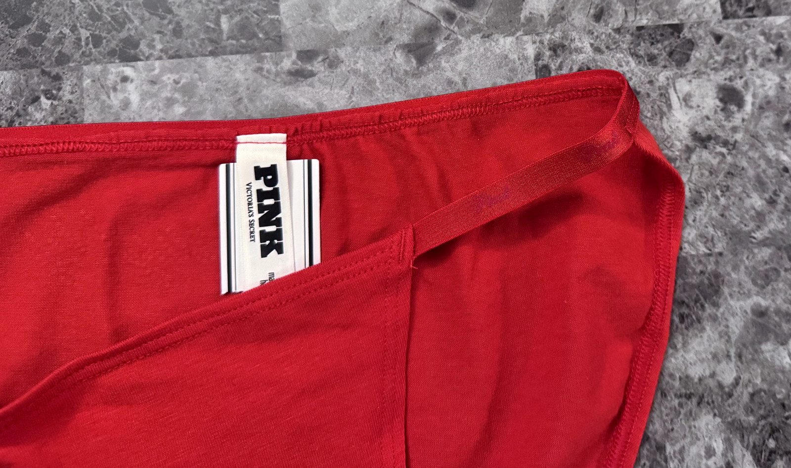 VICTORIA’S SECRET PINK RED SILVER RHINESTONE NAUGHTY ISH STRING BIKINI PANTIES