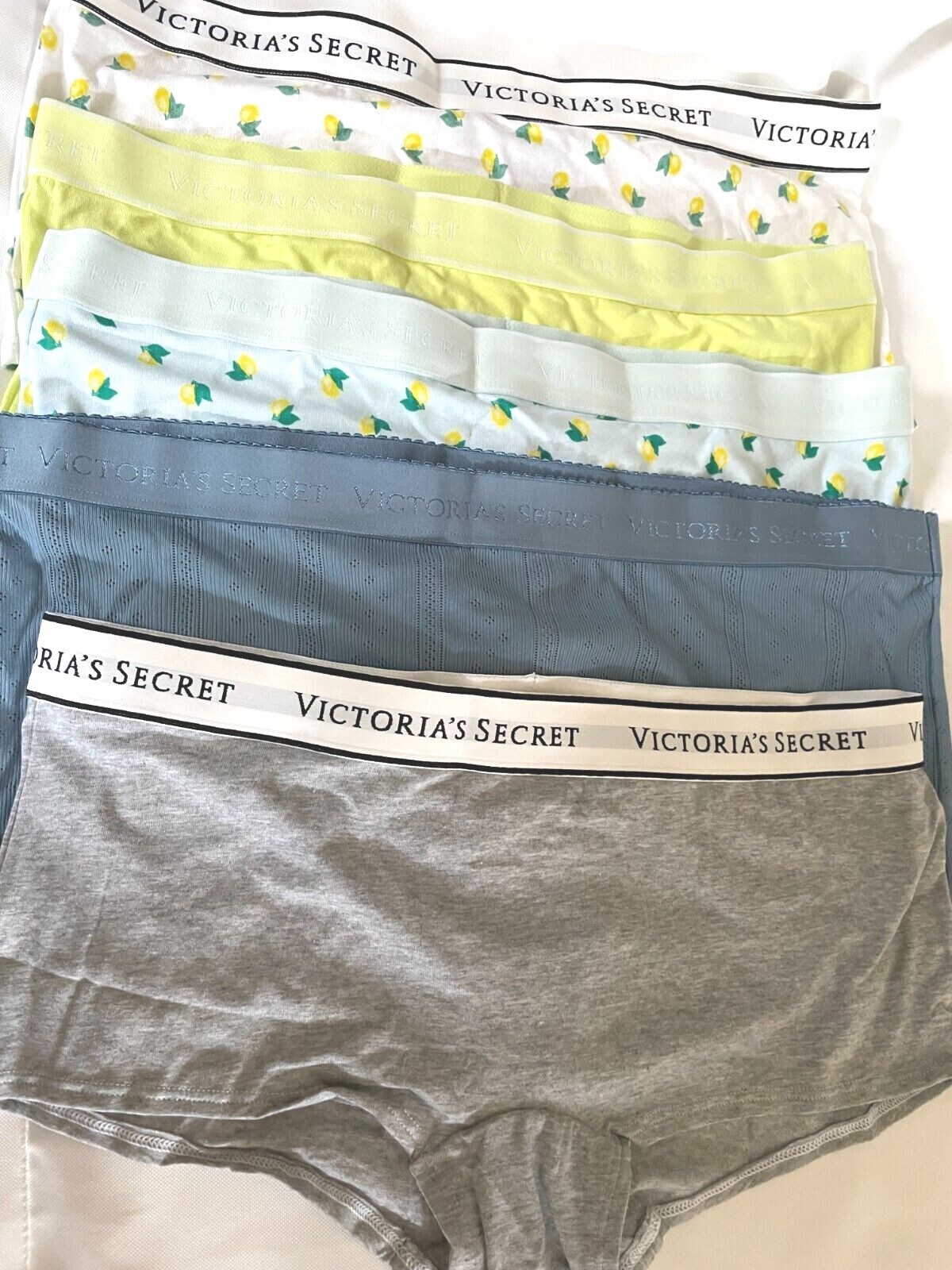 Victoria Secret 5 Pack Cotton Boyshort Panty Lot Shortie Logo L NEW Floral
