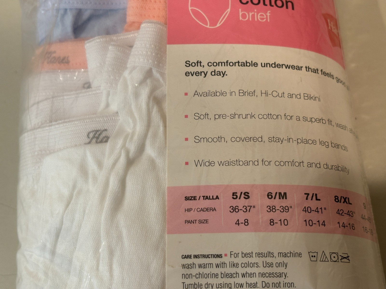 2005 Hanes Women’s 100% Cotton Brief -Style # PP40AD 6 Pair Value Pack -Size 10