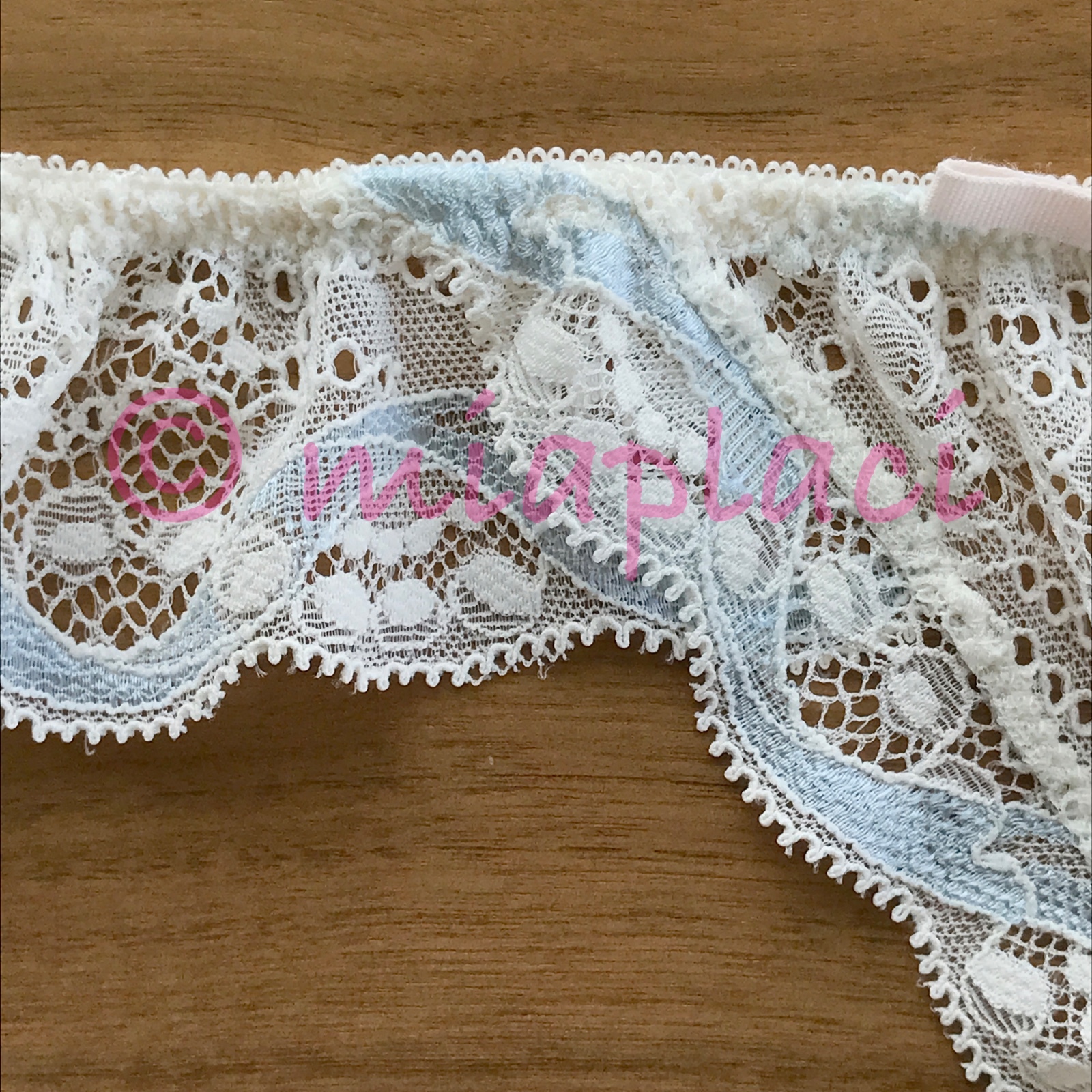 NWT Eberjey Something Blue Lace Ruffle Thong Panty #A1479LR Ivory/Blue Bridal