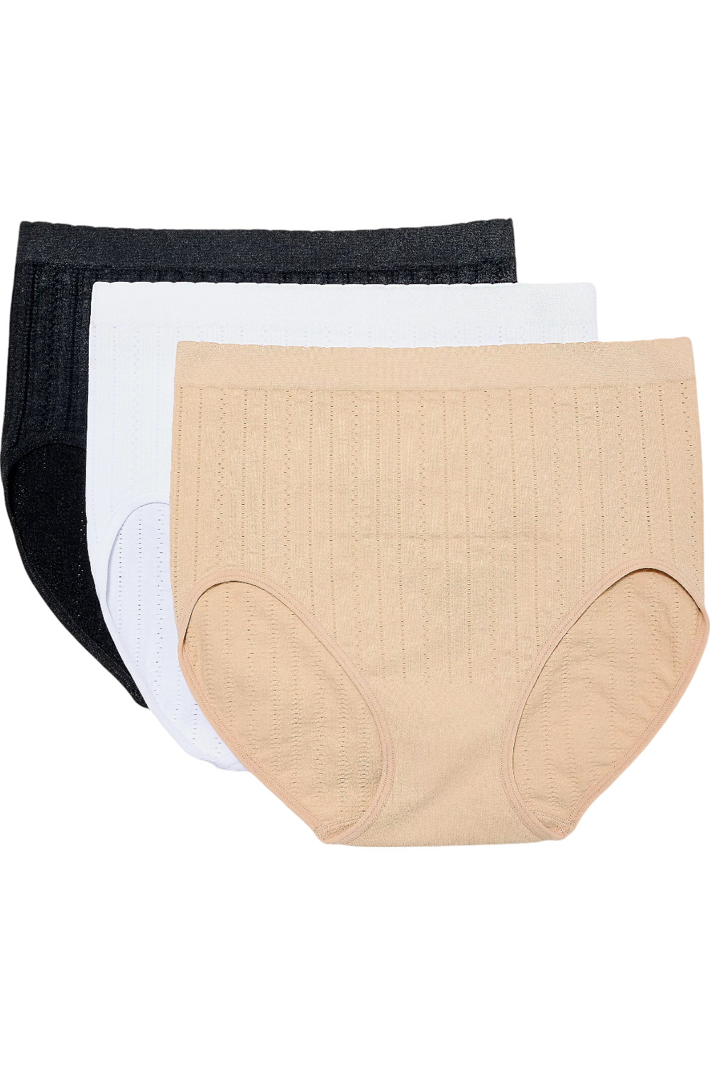 Breezies 3-pack Set Seamless Pointelle Full Brief Panties Basic