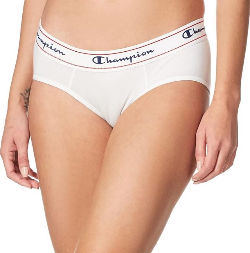 Champion Women’s Heritage Stretch Cotton Hipster Underwear, White, Medium