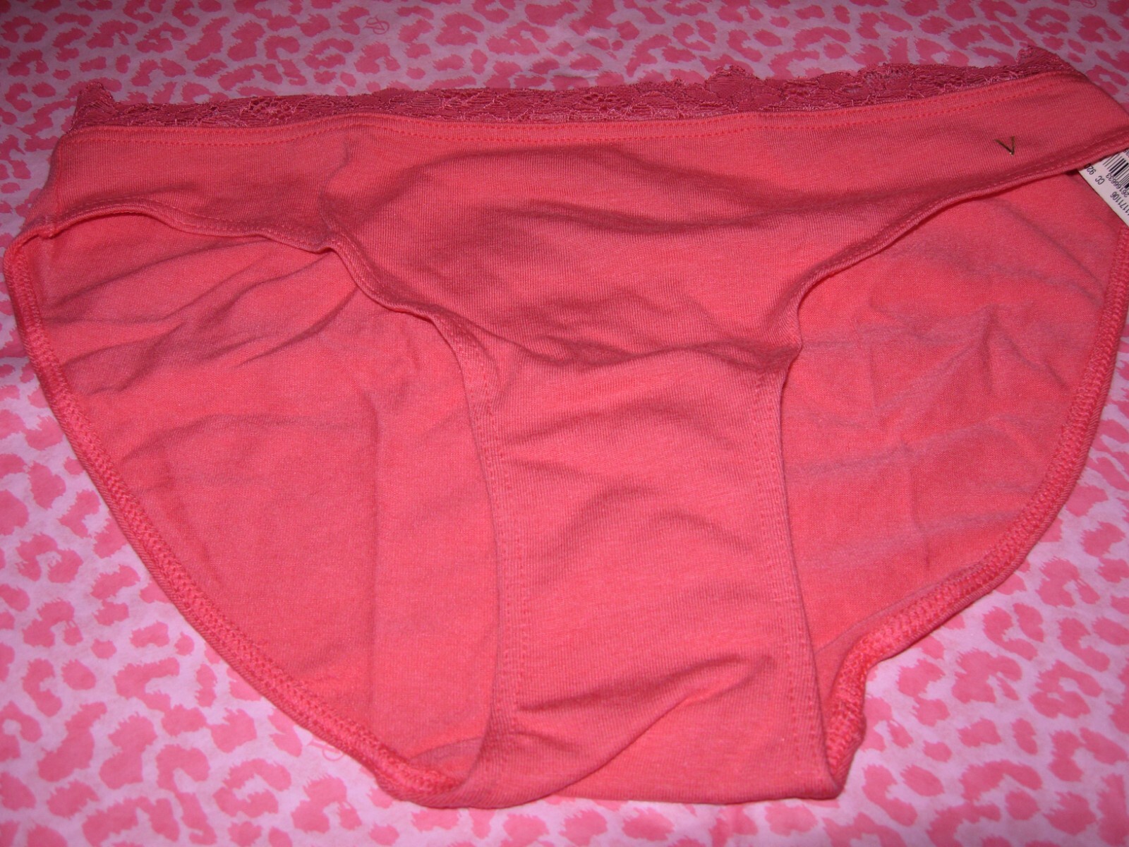 Victoria’s Secret Sexy Bikini Lace Detail Waistband Pantie Stretch Coral S NWT