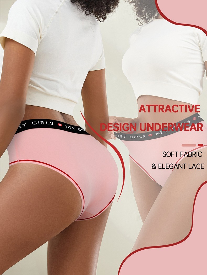 3 Pack Milk Silk Mid Rise Letter Print Bikini Panties Breathable Underwear S-2XL