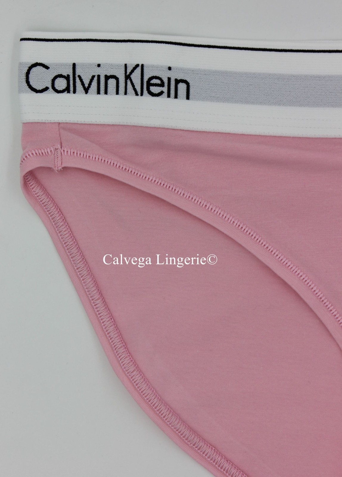 NWT Calvin Klein F3787 “Modern” Logo Cotton Bikini, Pink / White (691)