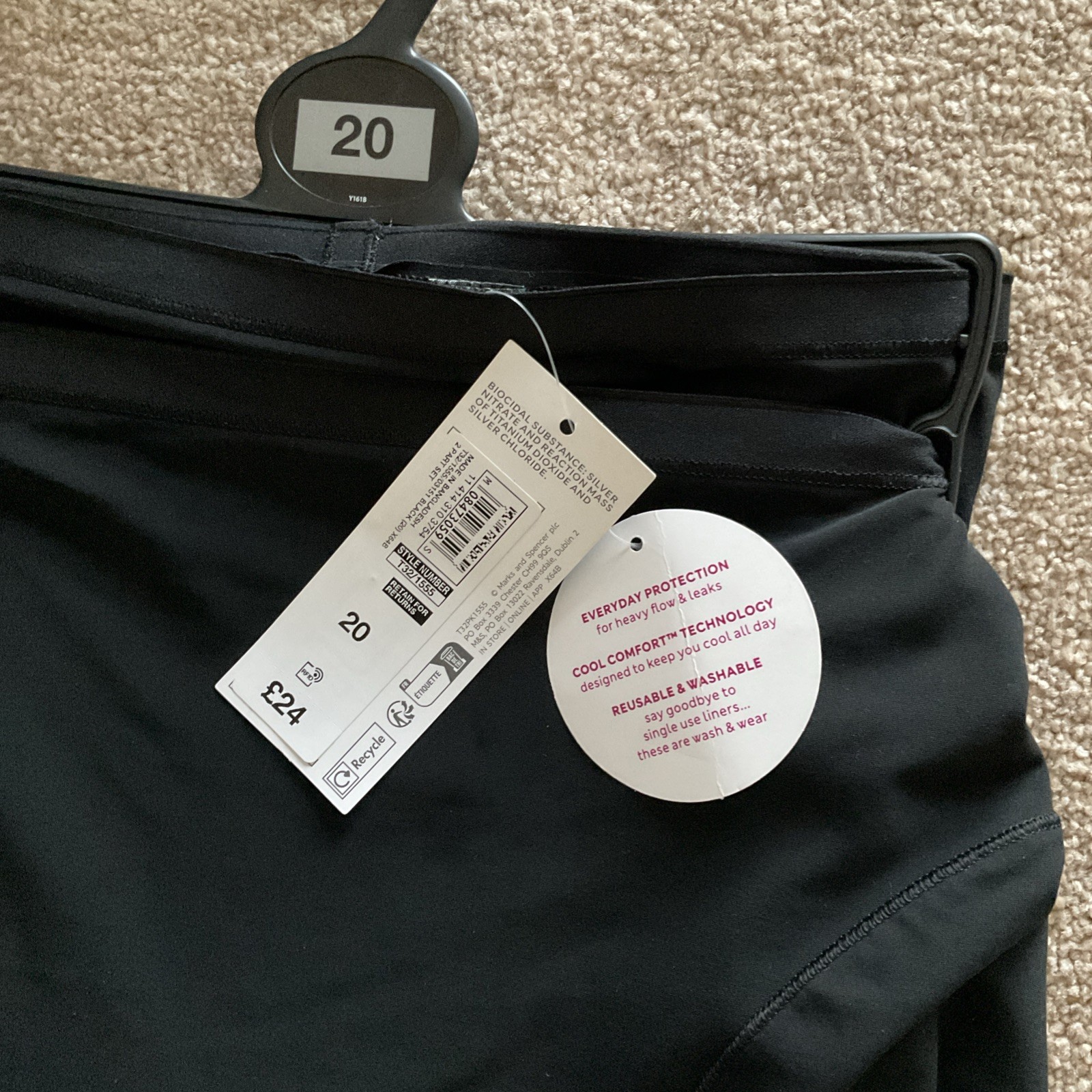 RRP £24 M&S 2 Pack Size 20 Shaping Period Thigh Slimmer Knickers Black