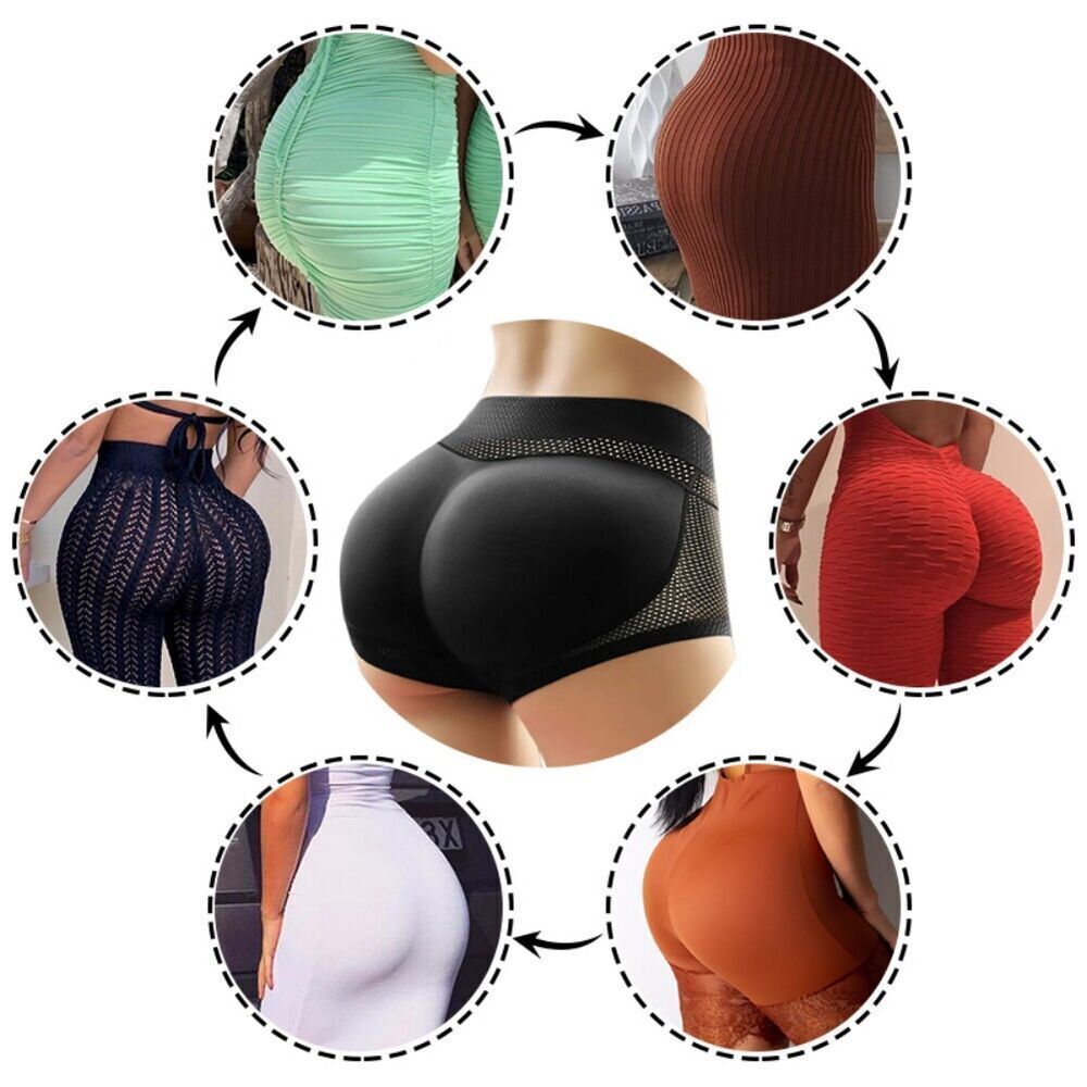 Womens Padded Push Up Panties Shaper Fake Buttocks Seamless Hip Enhancer Briefs