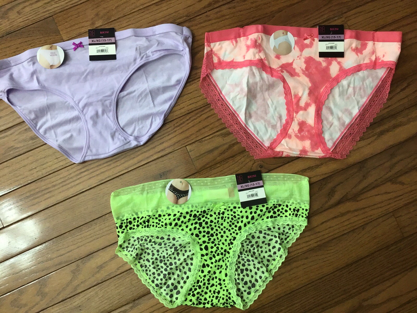 NWT NOBO No Boundaries Bikini Panties Size XL (LOT OF 3 Pairs) (C42-2)