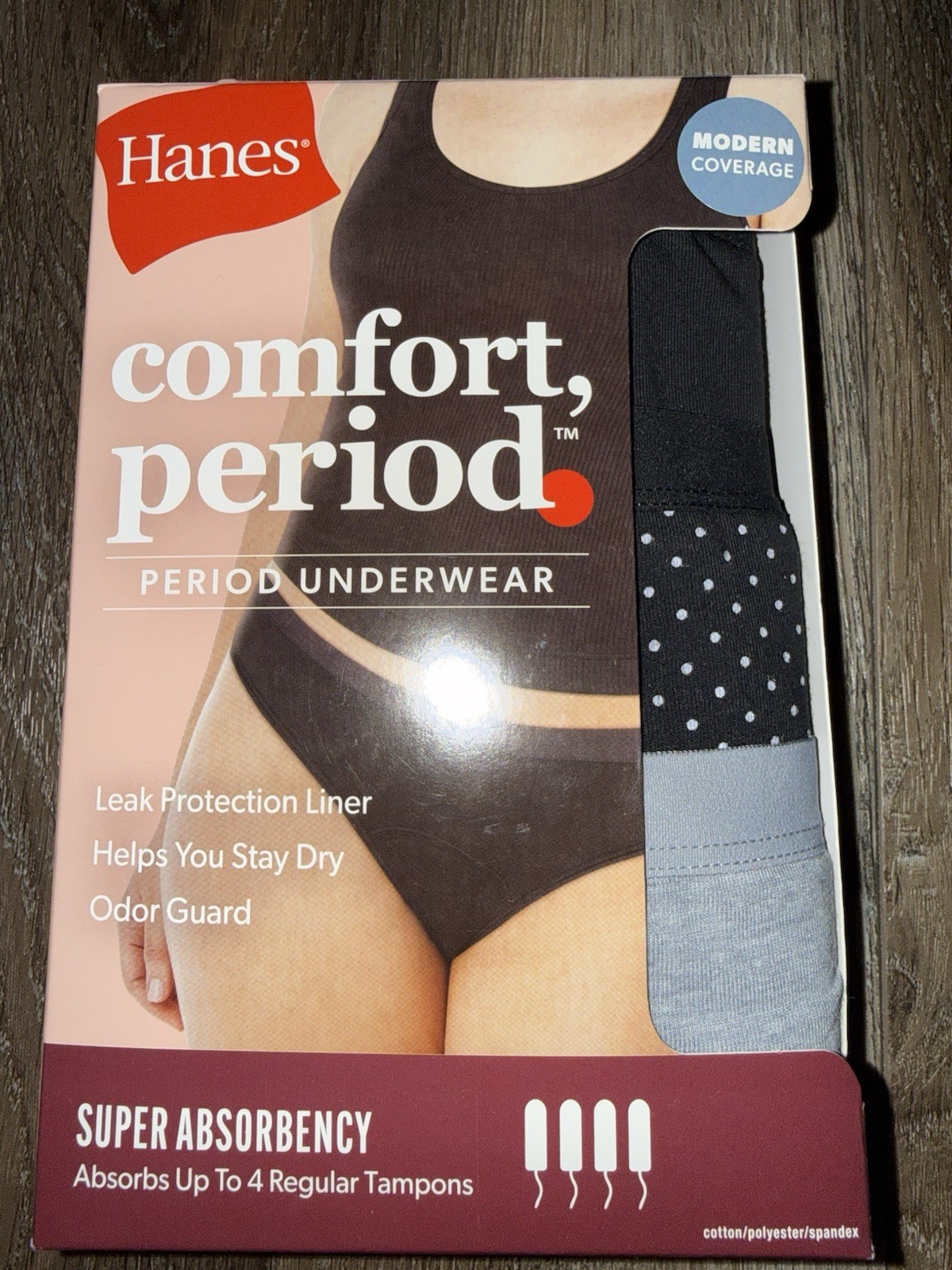 Hanes Womens Period Bikini Underwear Panties 3-Pack Super Leak Protection ~ XL