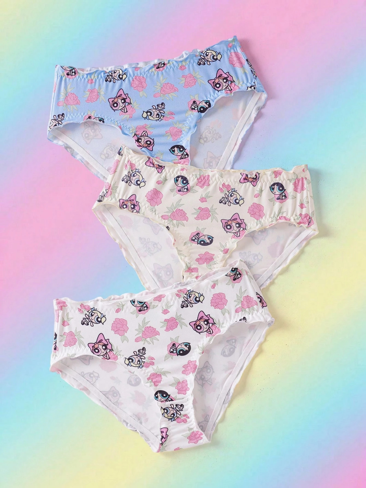 Powerpuff Girls Licensed Kawaii Y2K Cute Cartoon Brief Panties – Pack of 3