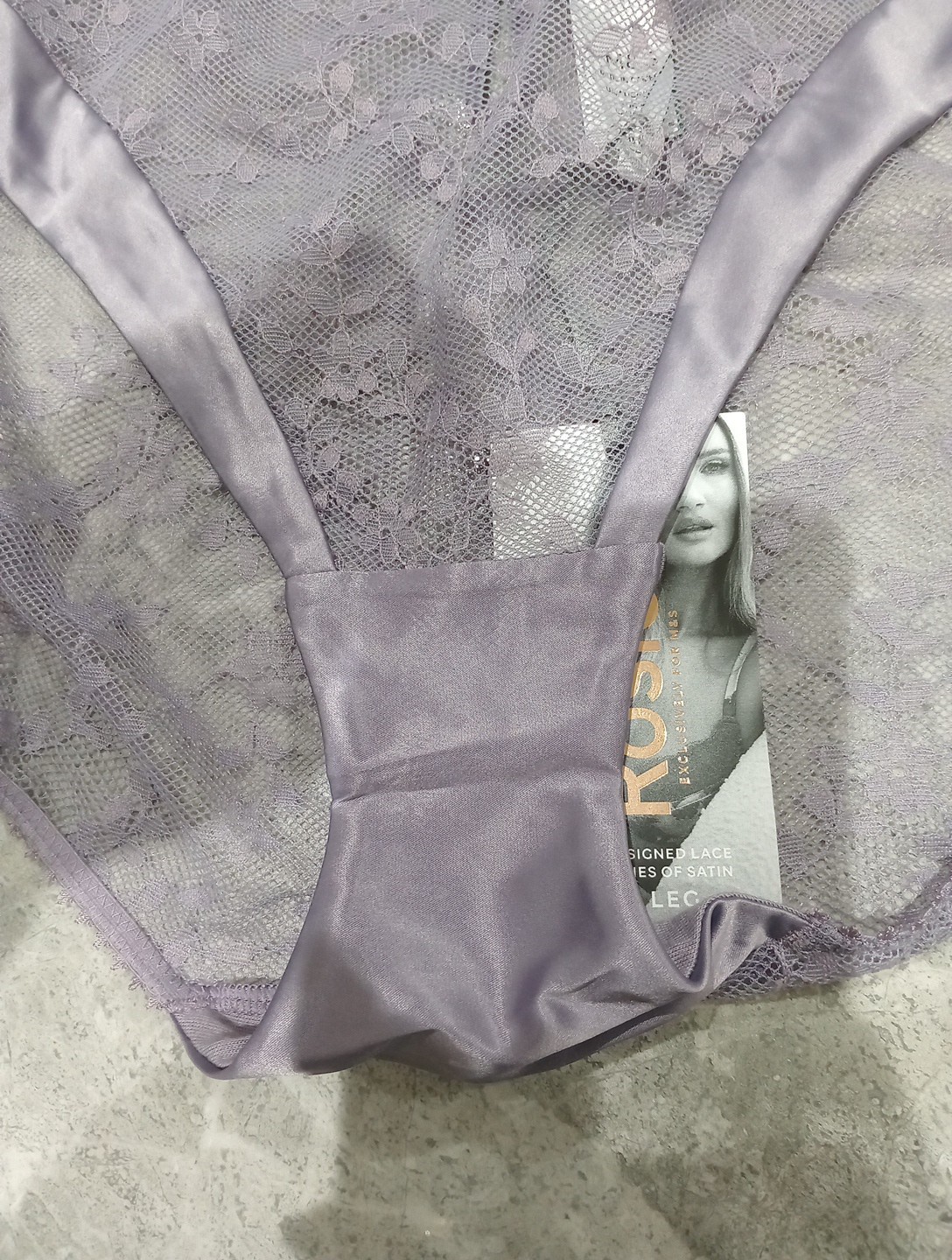 M&S Rosie Rosa French Lace & Satin High Leg Knickers Size 10 VIOLET STORM