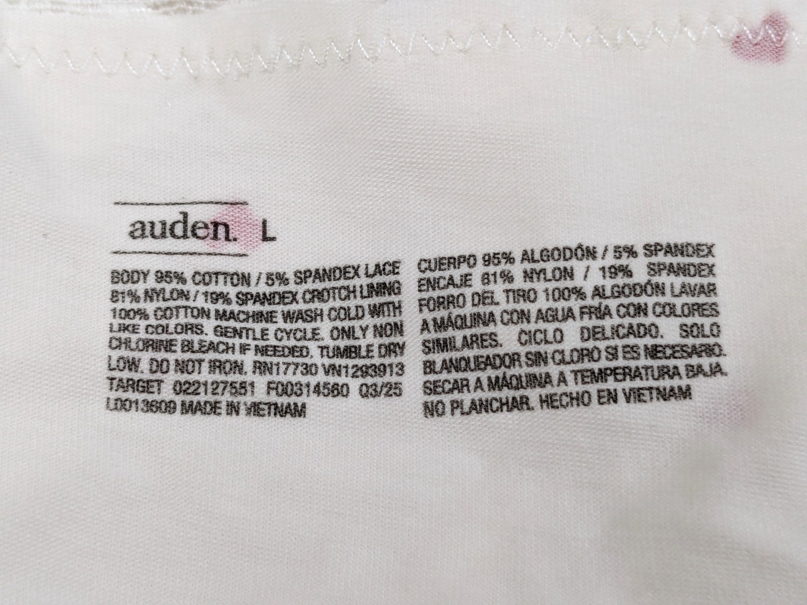 Lot of 3 Auden Ivory Red Hearts Print Lace Trim Bikini Panties Size L 12-14 NWT