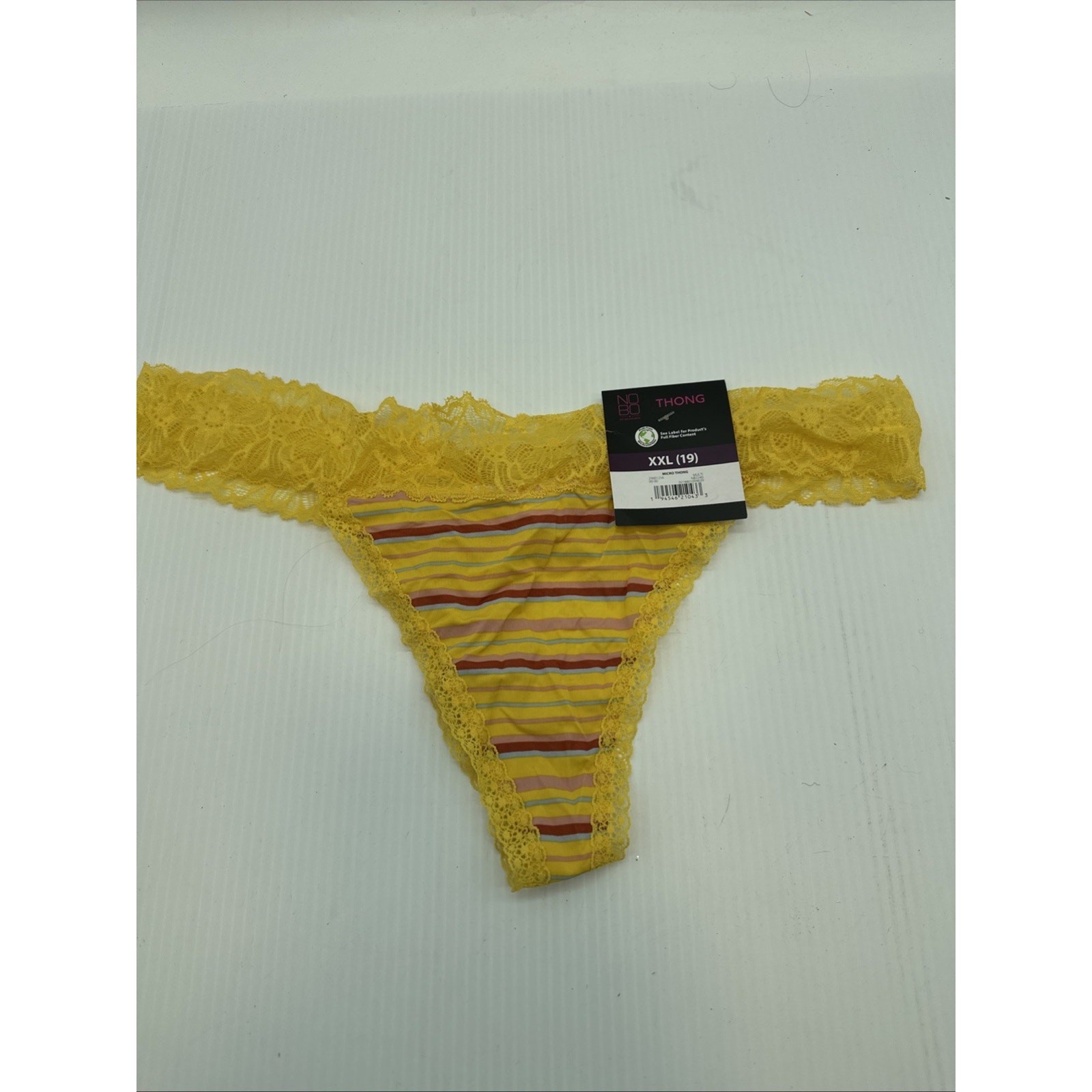 NOBO No Boundaries XXL(19) Set Of 3 Thong Panties Lace, Pink/orange Purple Yello