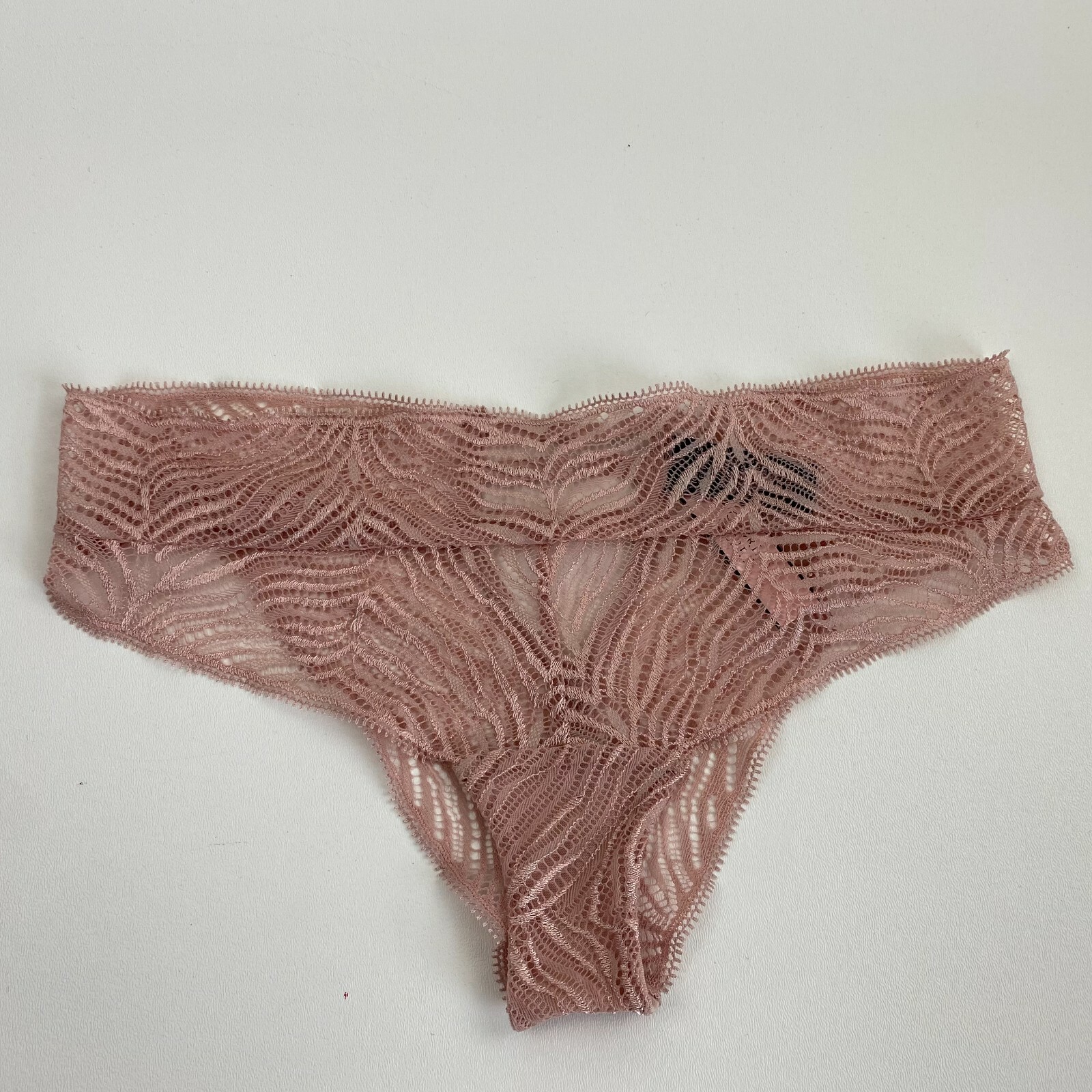Victoria’s Secret Lace Zebra Pattern Tanga Panties Beige Size XL NWT