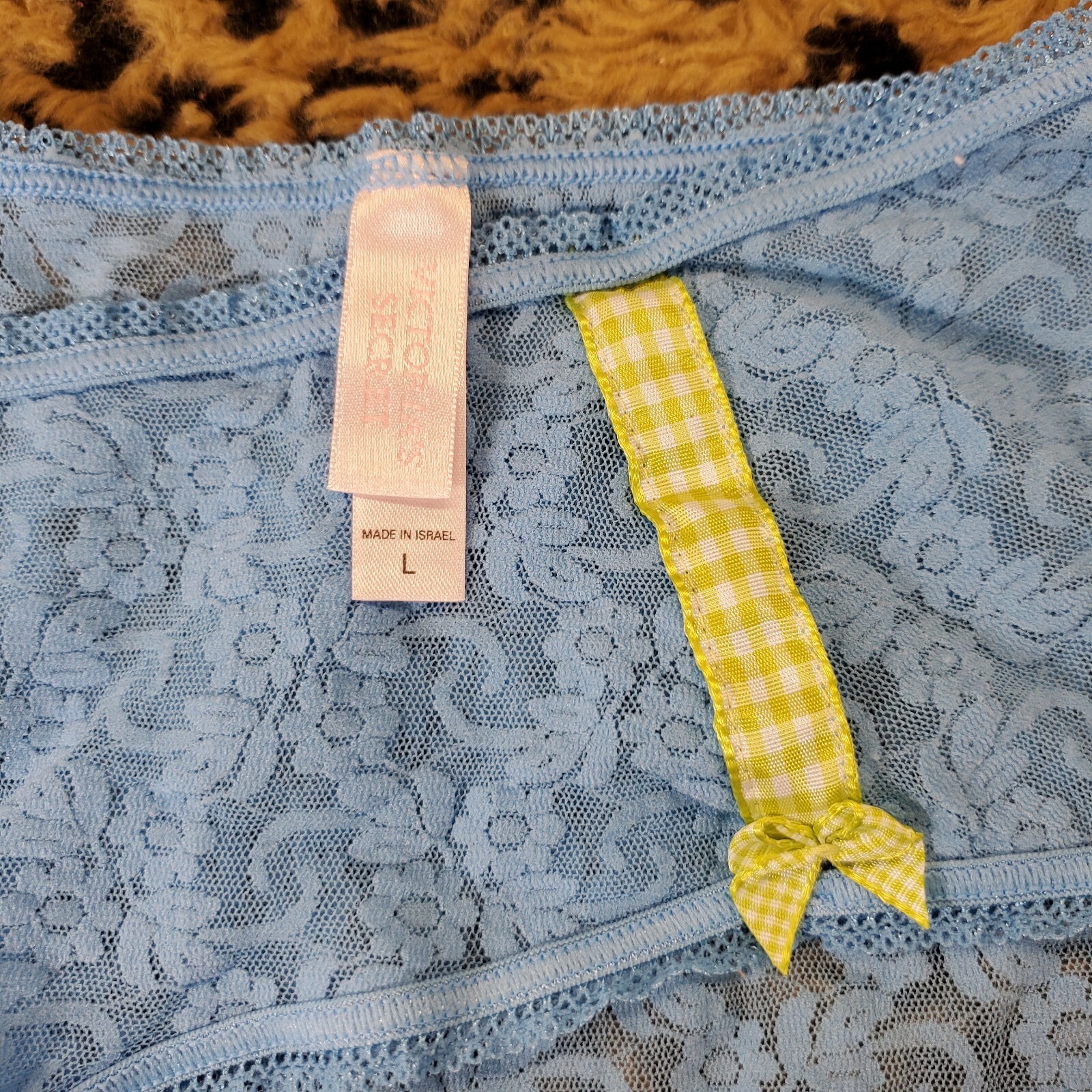 Victoria’s Secret Blue See Through Floral Lace Bikini Hiphugger Panty L Sexy