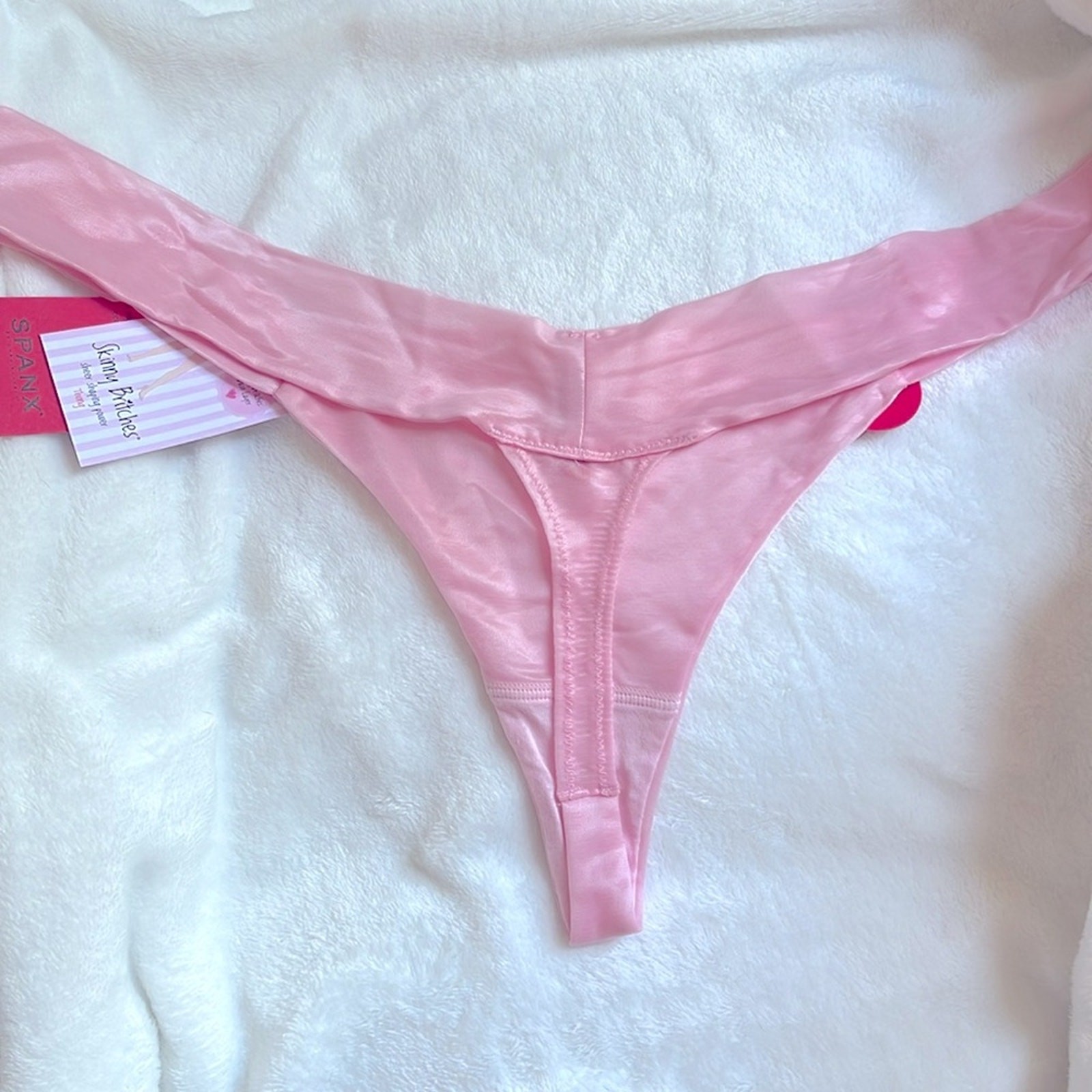 Spanx Thong Underwear L/XL Gloss Sheer Pink Skinny Britches Shaping Base Layer
