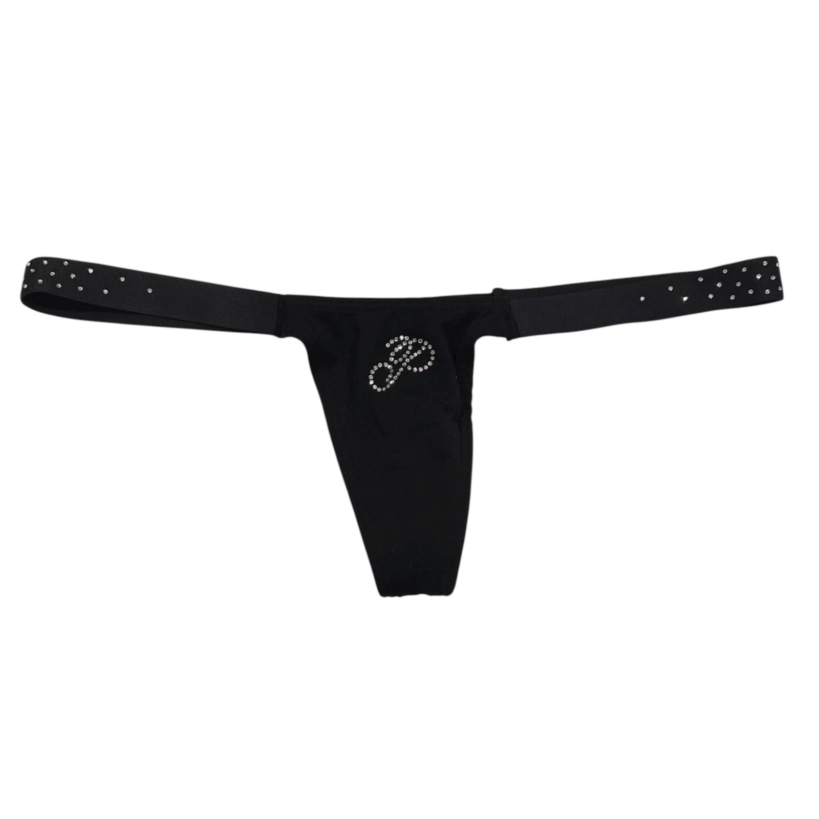 NWT VICTORIA’S SECRET PINK Thong Pantie Sz XS-M-L-XL Black Bling Jersey