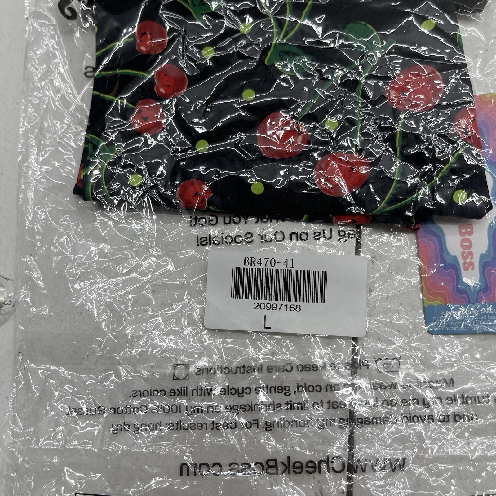 Cheek Boss Black Very Cherry Printed Brief Panty Women’s Size Large