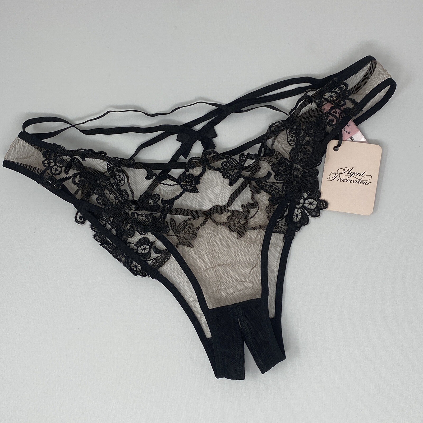 Agent Provocateur Mirabelle Black Ouvert Brief AP3 Medium NWT
