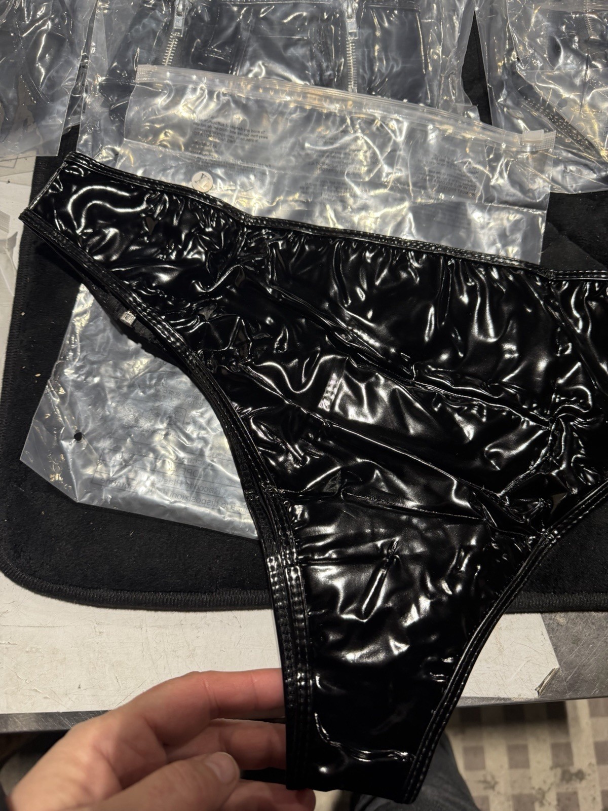 Woman’s High Gloss Sexy Zipper Open Lingerie Underwear Shorts Size XL
