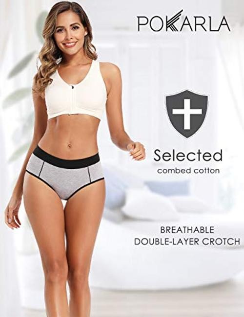 Women’s Cotton Stretch Underwear Ladies Mid-high 3X-Large Multicolored-5pack