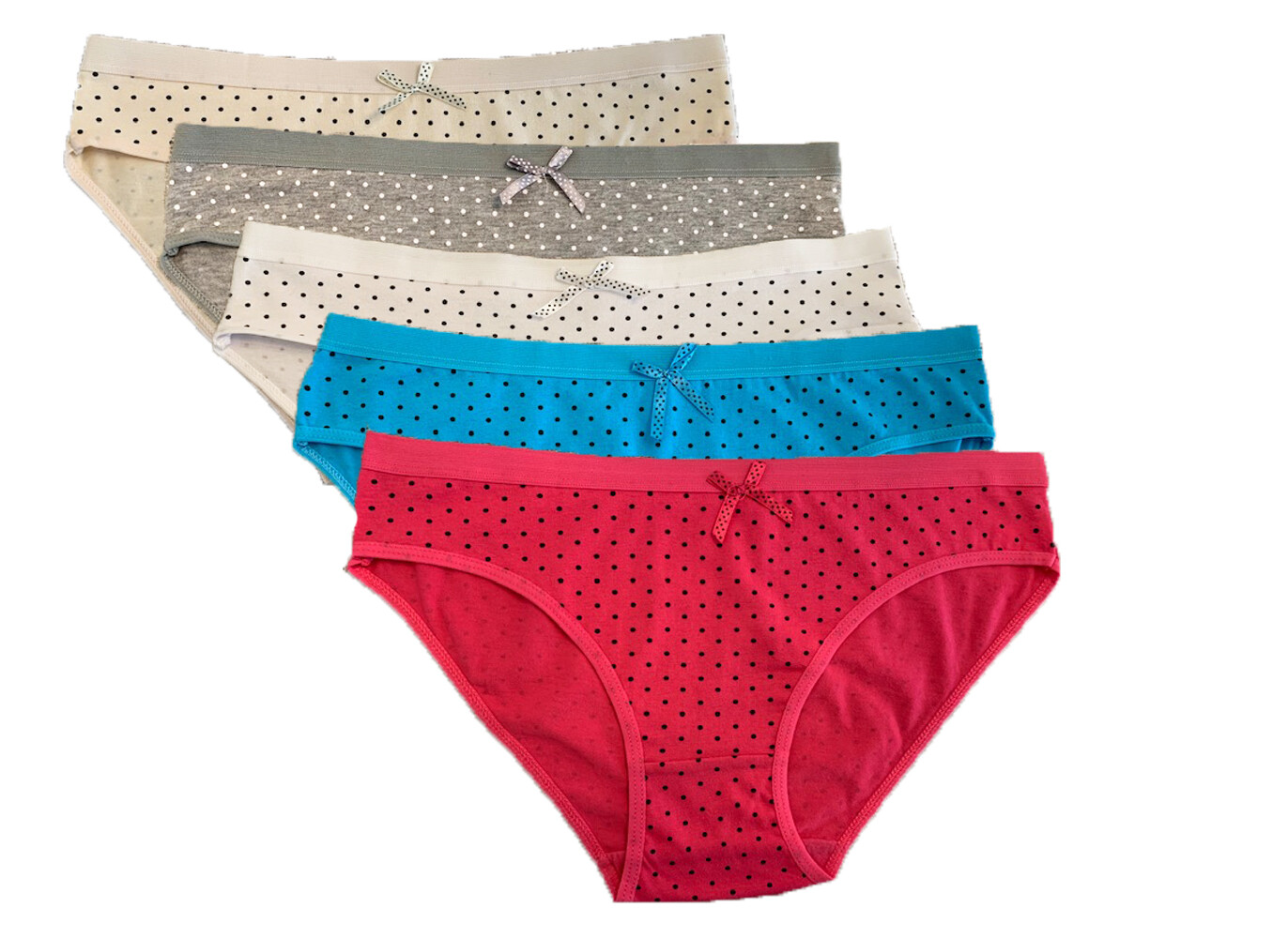 5 Lot Women Underwear Cotton Bikini Polka Dot Knicker panties Pack Lingerie L