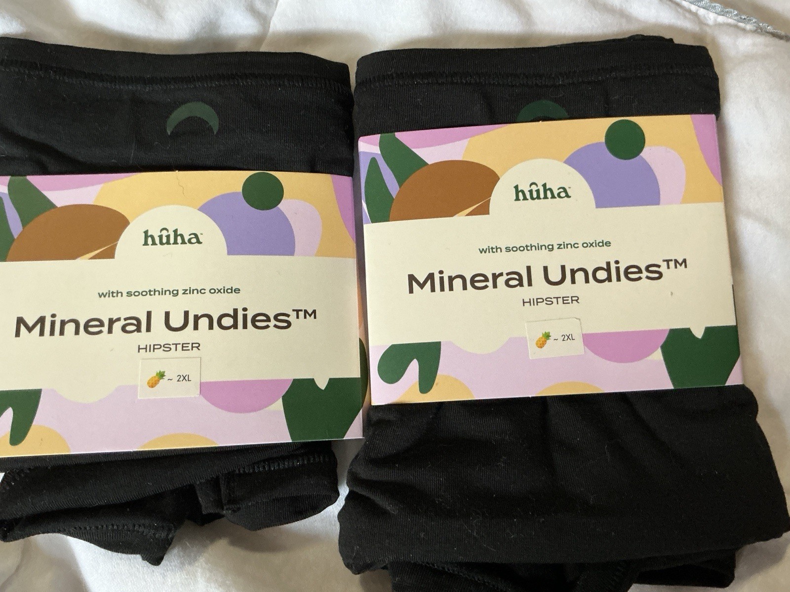 HUHA Women’s Mineral Undies ZINC OXIDE Soft Hipster Panty Black NWT 2XL Lot of 2