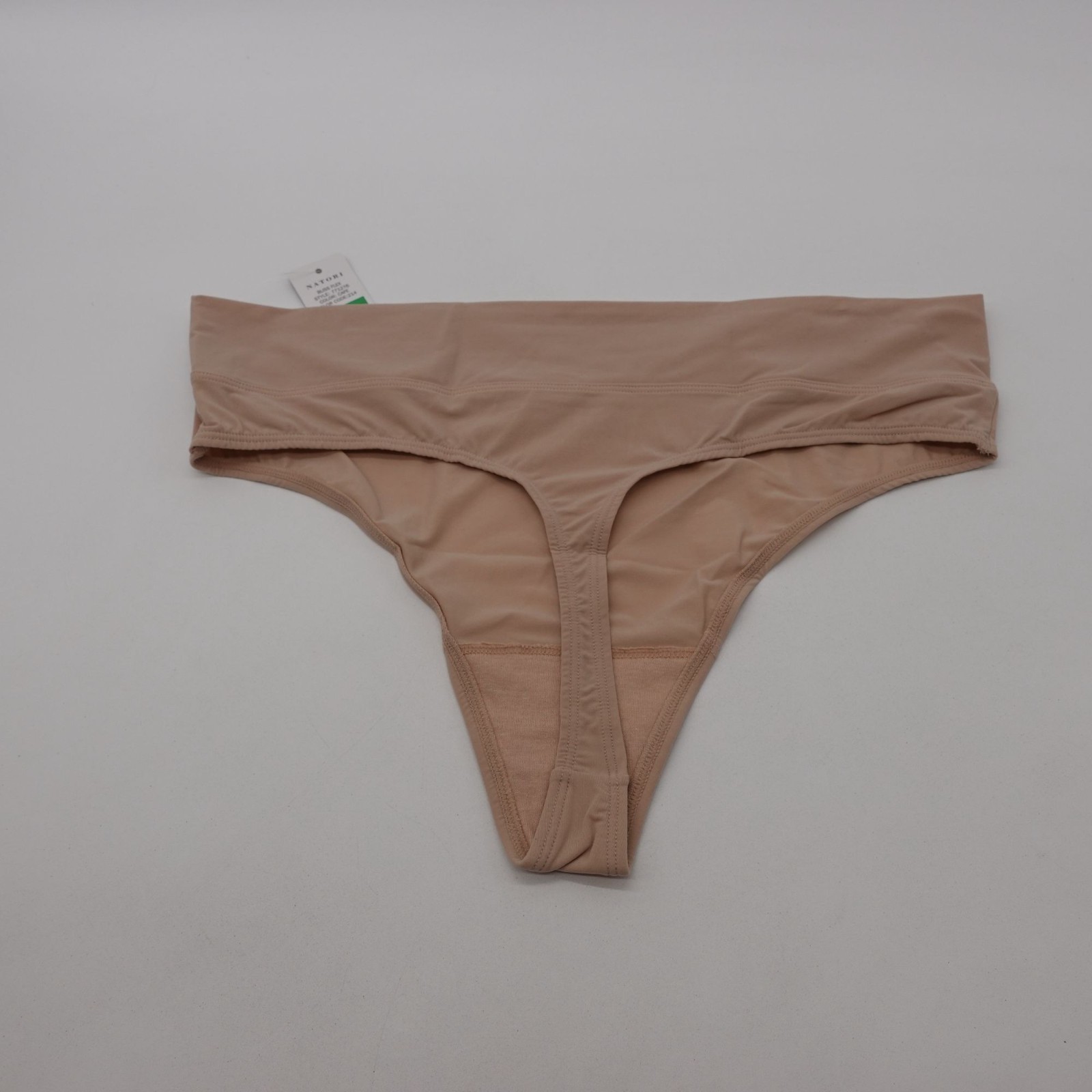 NEW Natori Bliss Flex Cotton Thong Cafe Size L 771276 Minimalist No Show